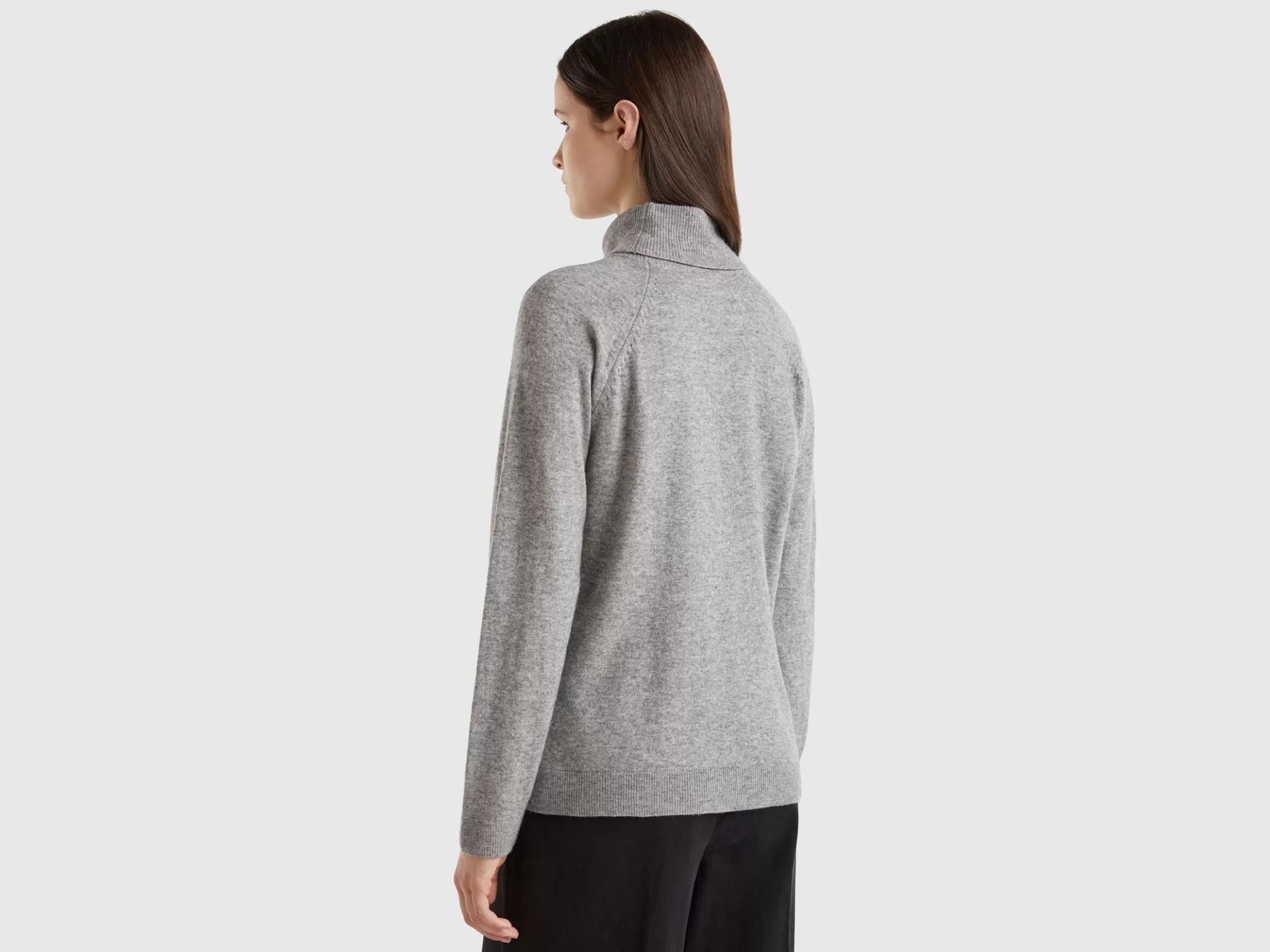 United Colors of Benetton Gray turtleneck sweater in cashmere and wool blend