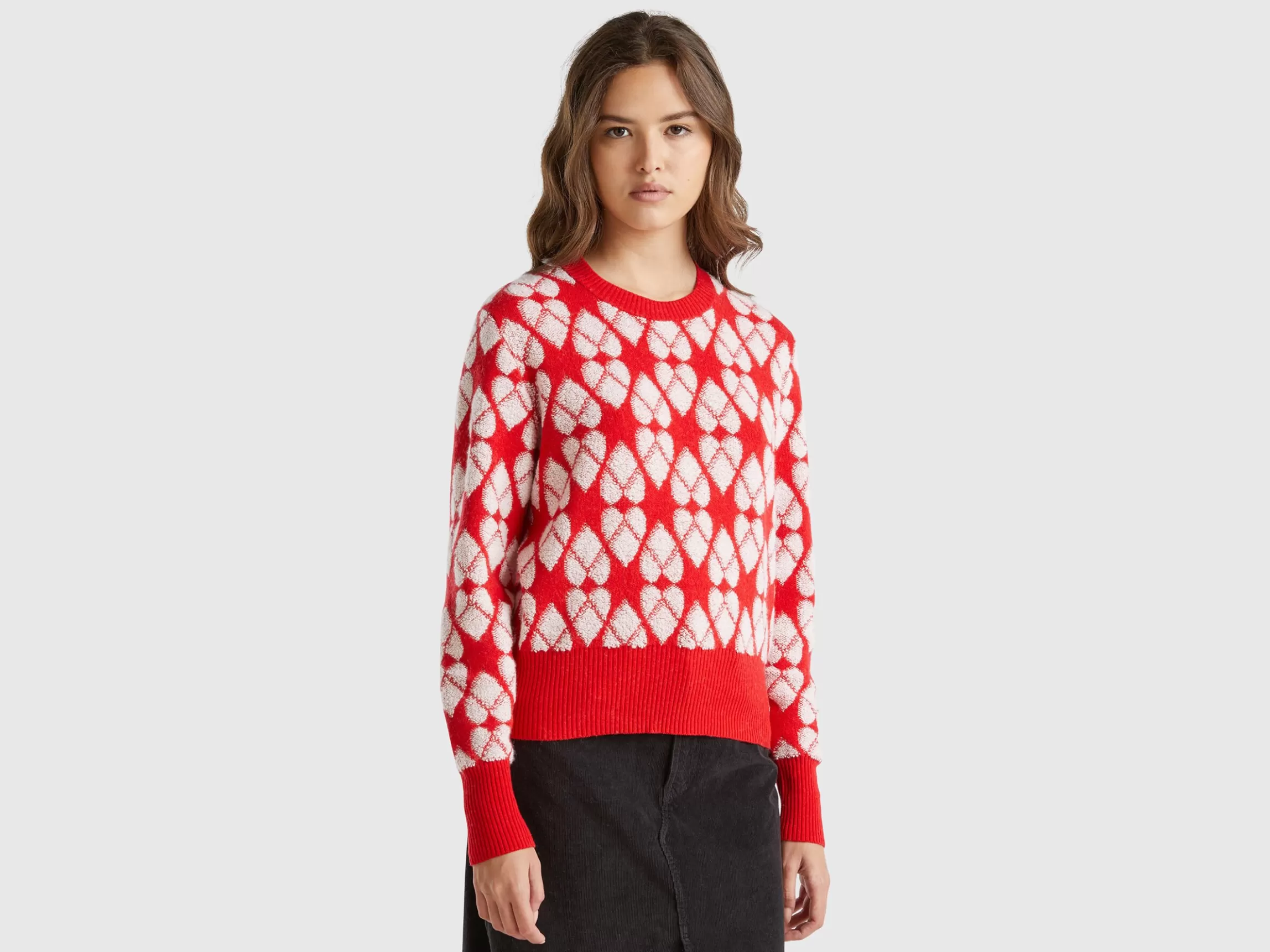 United Colors of Benetton Heart sweater in recycled wool blend