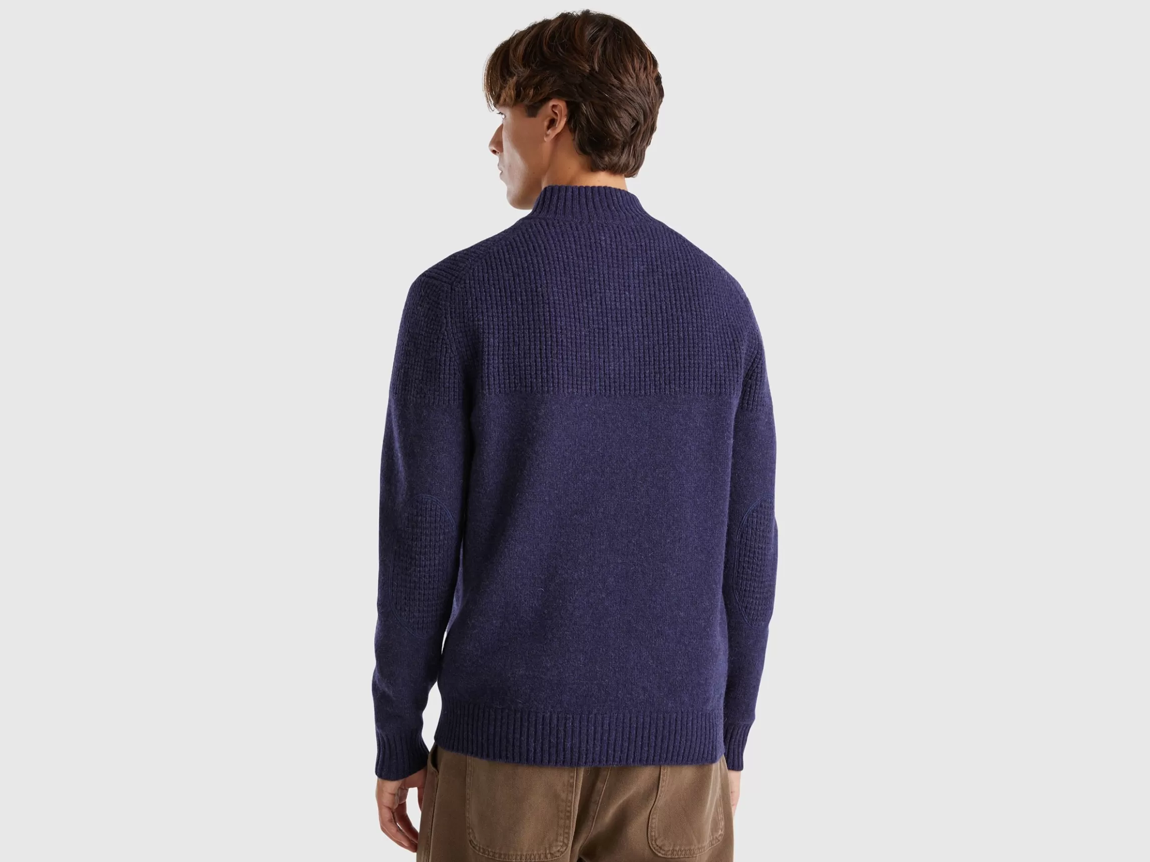 United Colors of Benetton High neck sweater in pure Shetland wool