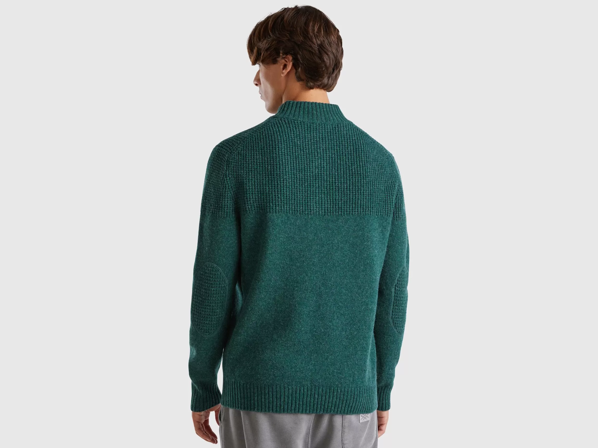 United Colors of Benetton High neck sweater in pure Shetland wool