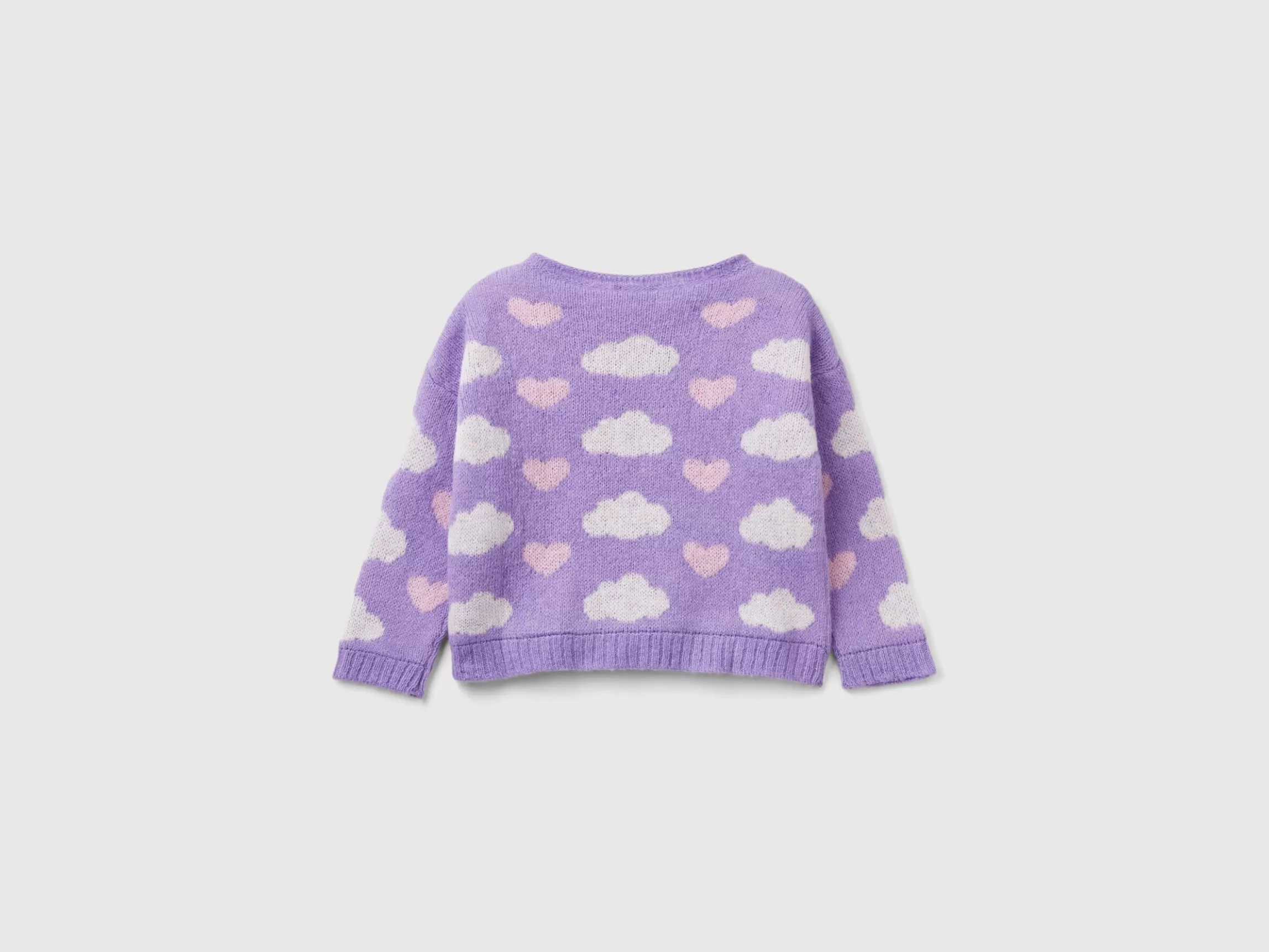 United Colors of Benetton Jacquard sweater with hearts and clouds