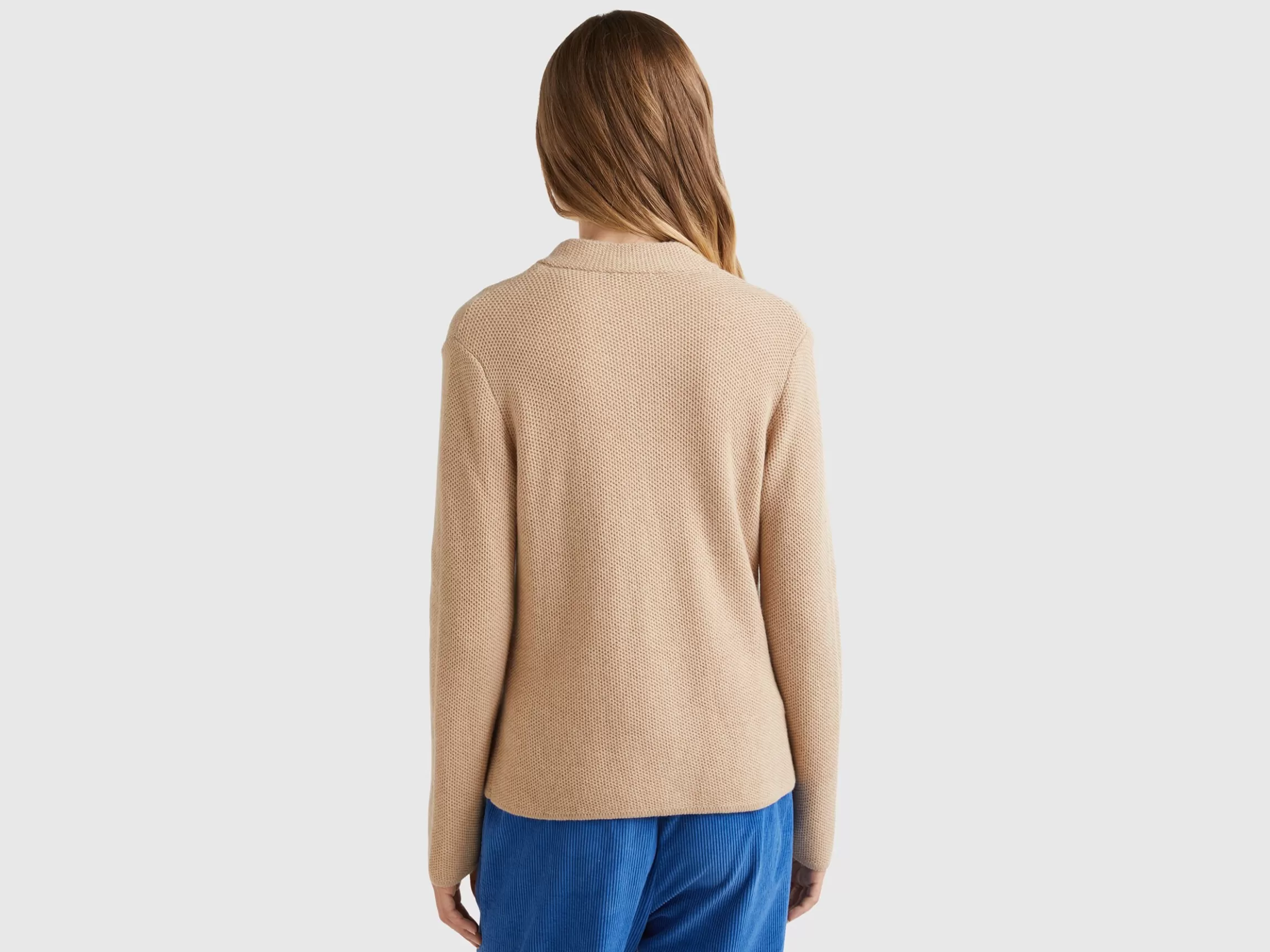 United Colors of Benetton Knit jacket in wool and cashmere blend