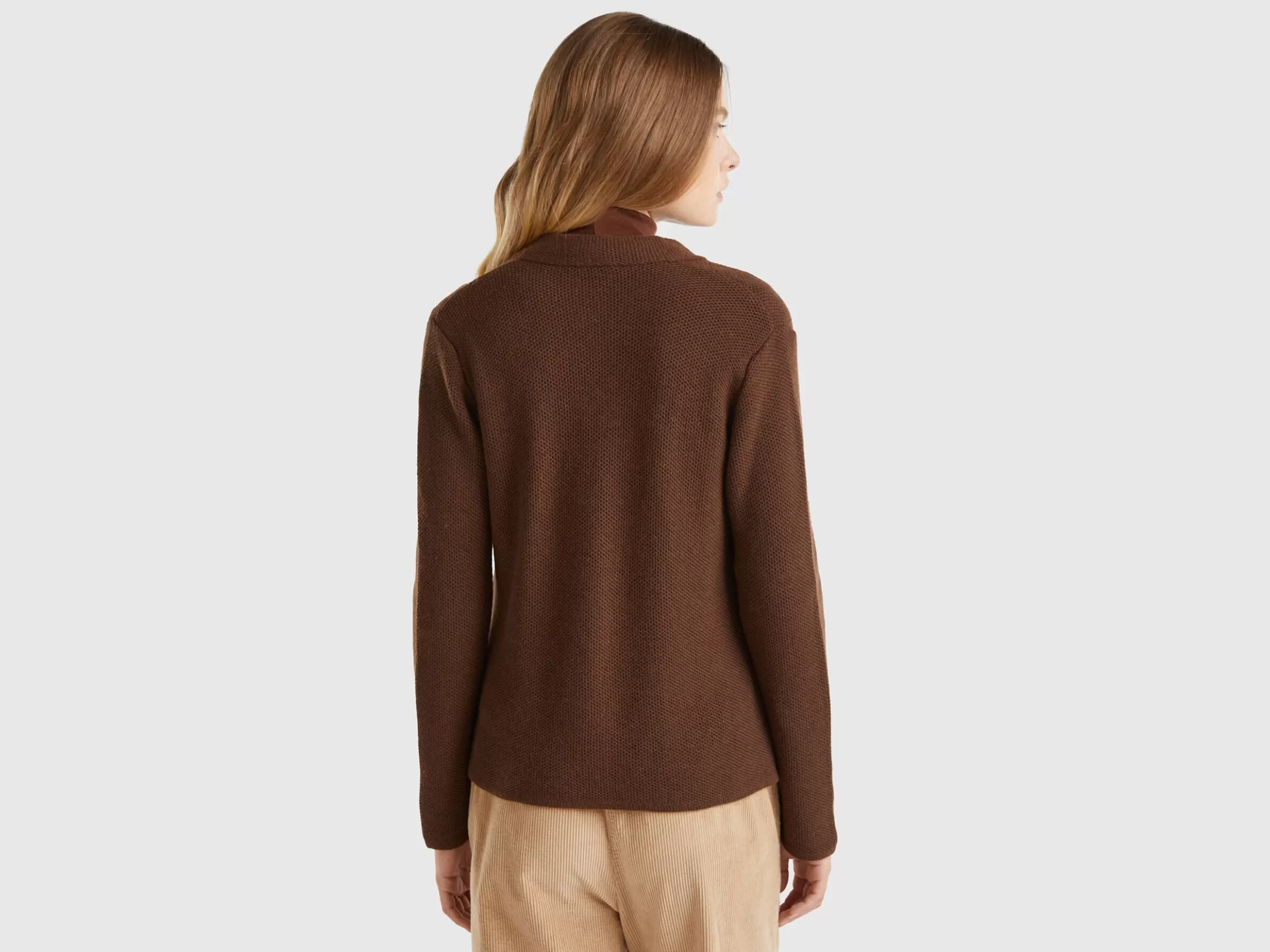 United Colors of Benetton Knit jacket in wool and cashmere blend