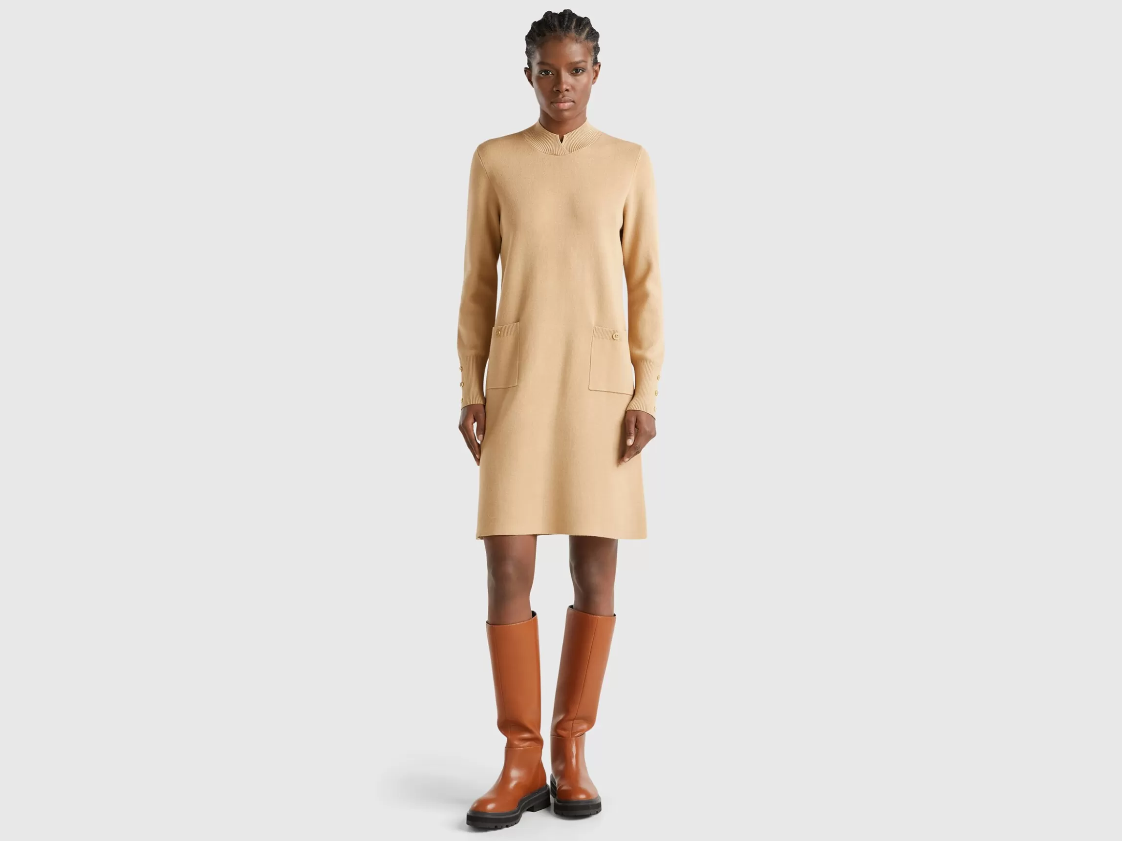 United Colors of Benetton Knit turtle neck dress