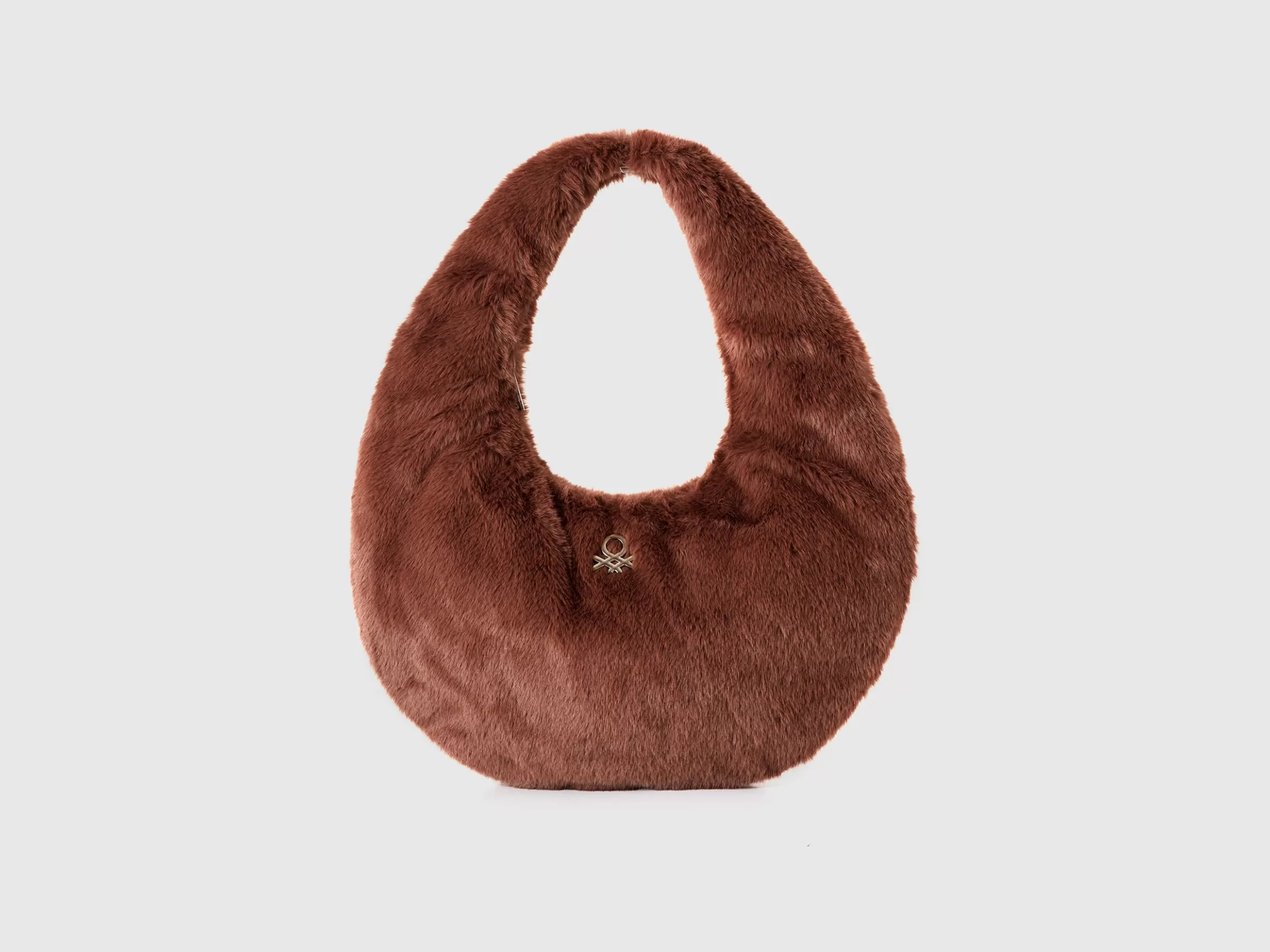 United Colors of Benetton Large crescent moon bag in faux fur