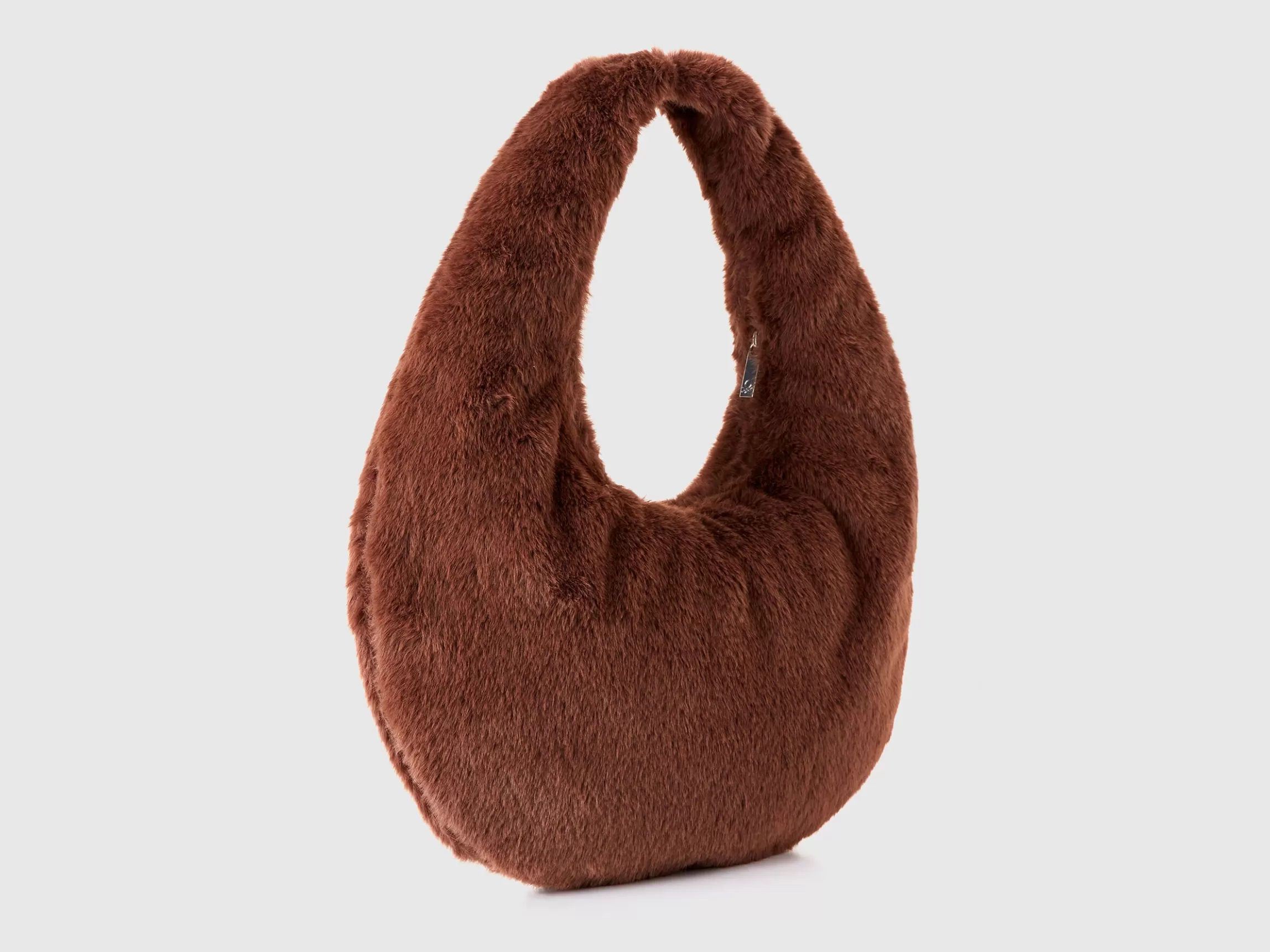 United Colors of Benetton Large crescent moon bag in faux fur