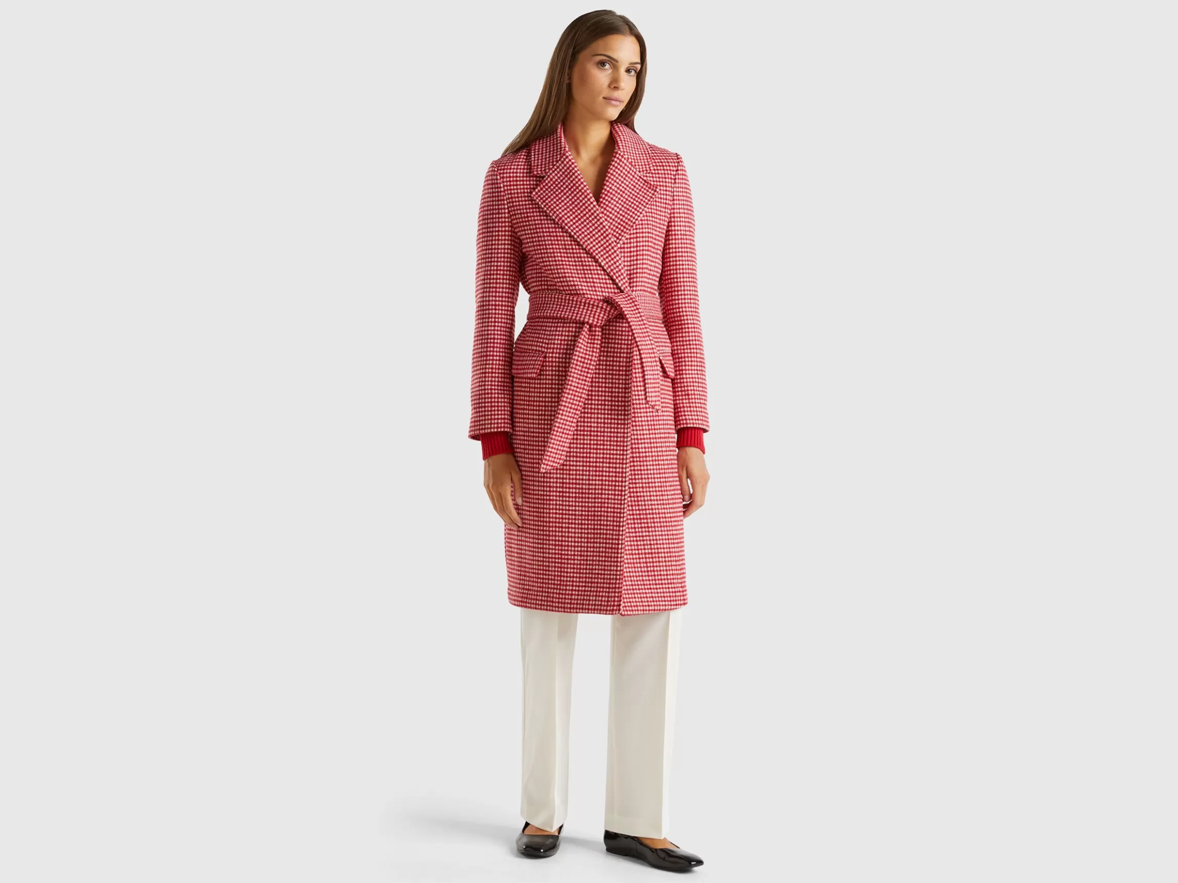 United Colors of Benetton Lightweight houndstooth coat