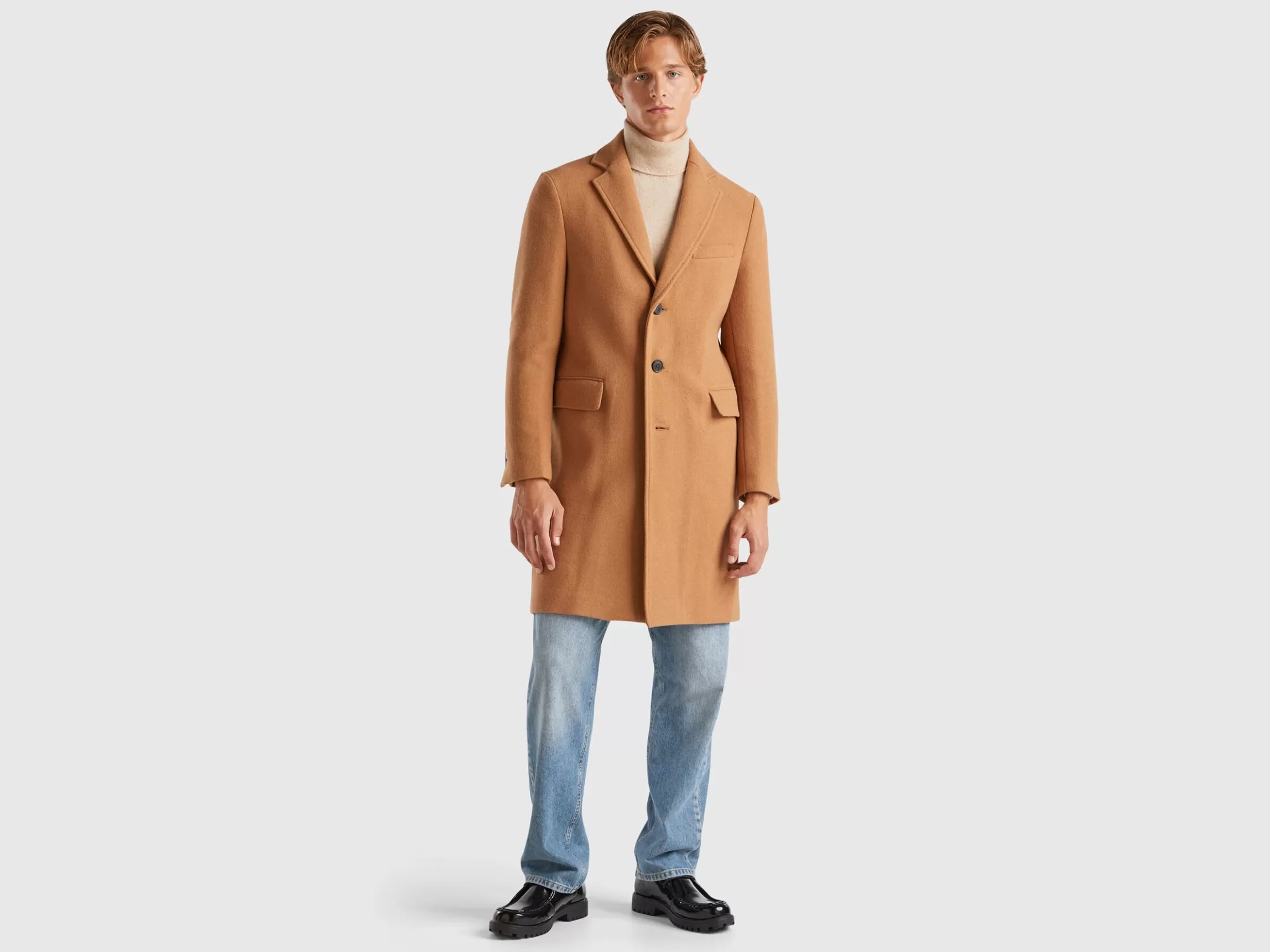 United Colors of Benetton Lined coat in wool blend