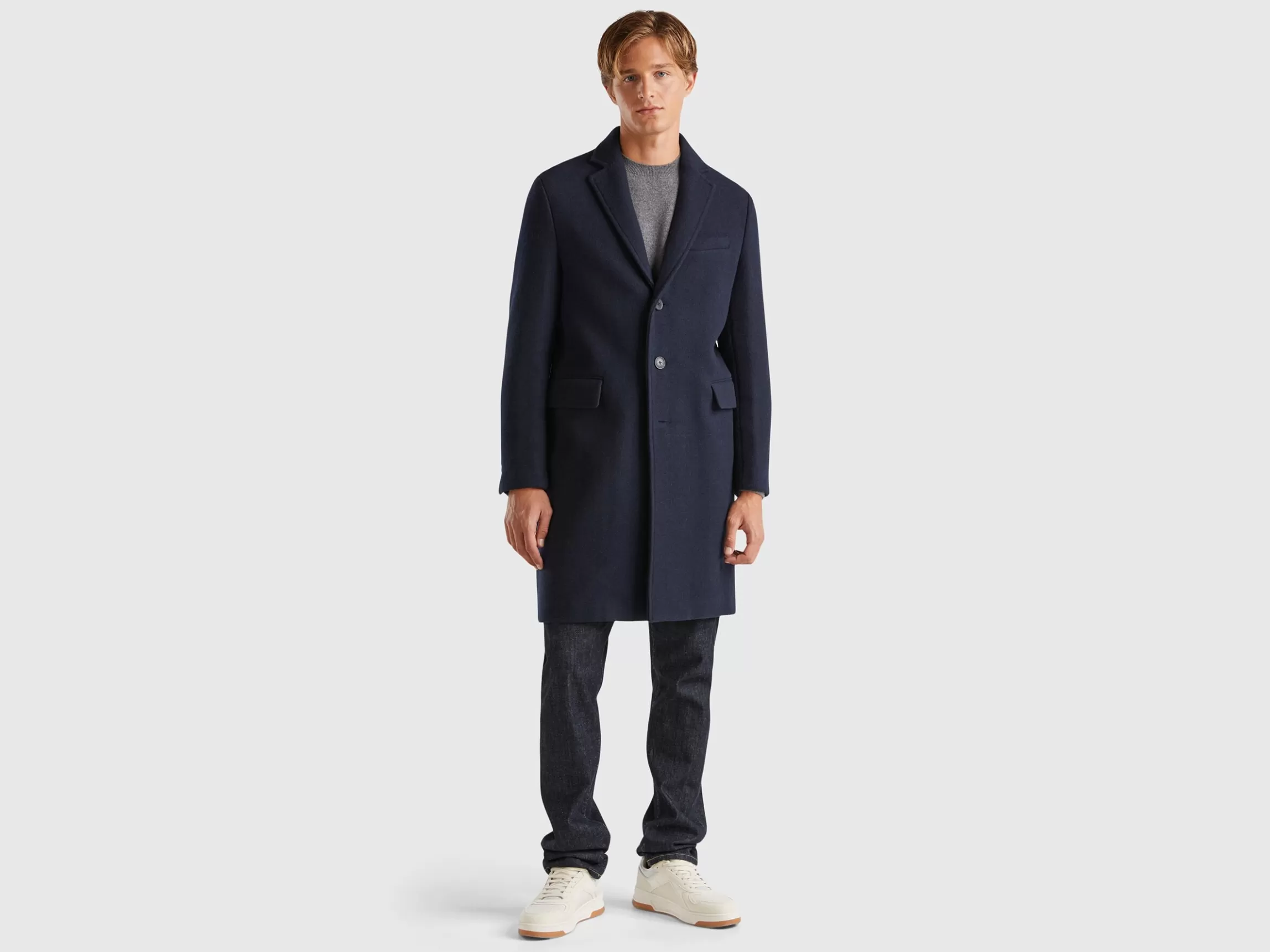 United Colors of Benetton Lined coat in wool blend