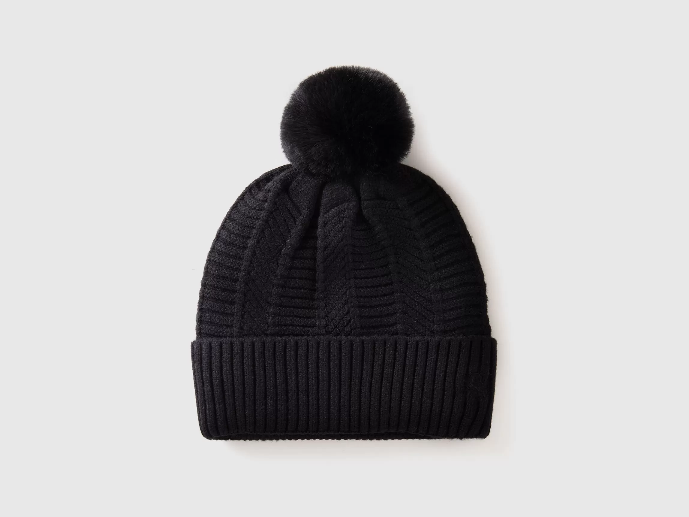 United Colors of Benetton Lined hat with pom pom