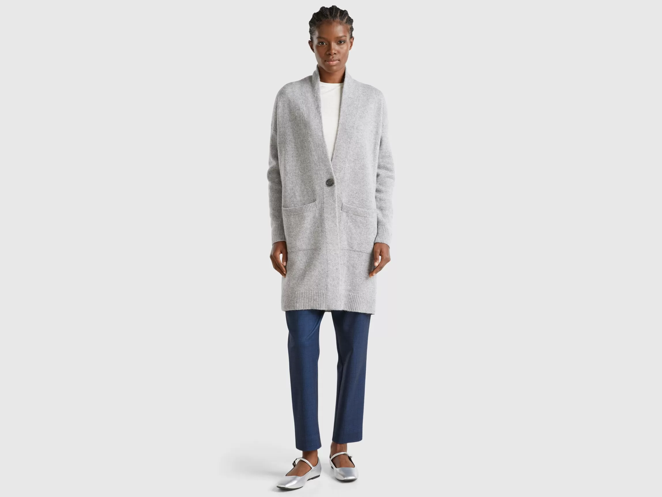 United Colors of Benetton Long cardigan in pure Shetland wool