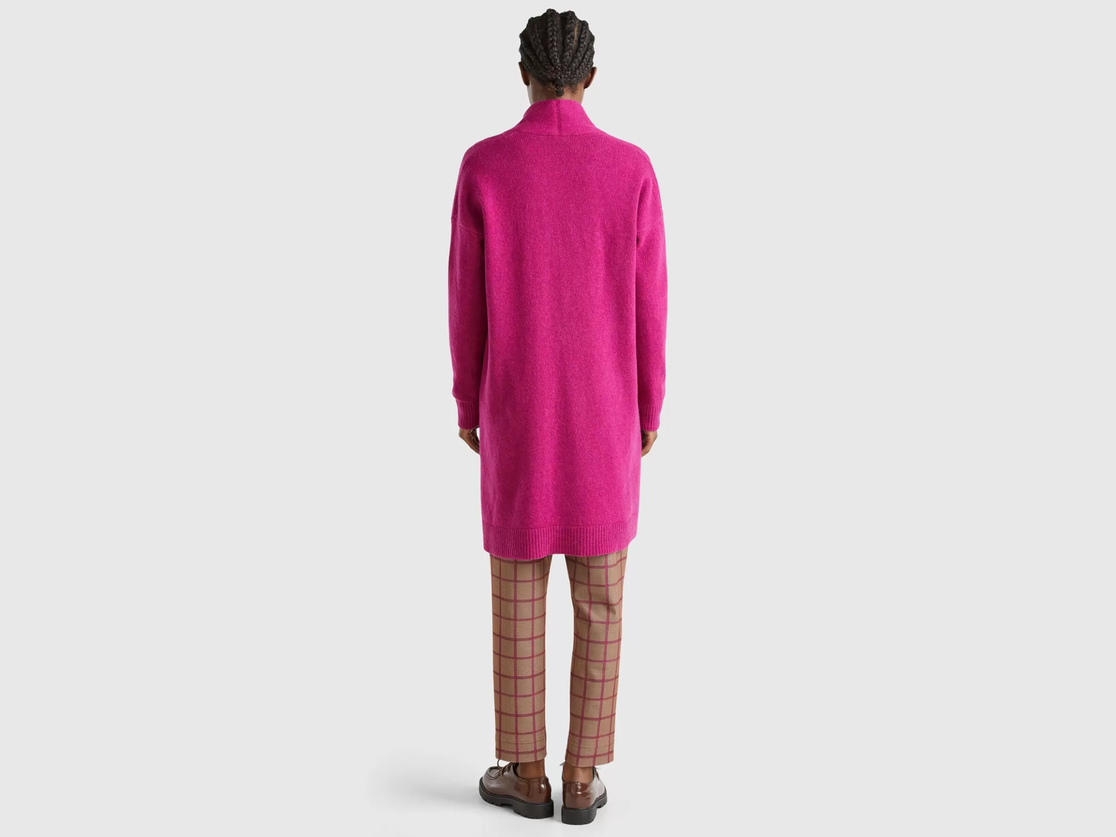 United Colors of Benetton Long cardigan in pure Shetland wool