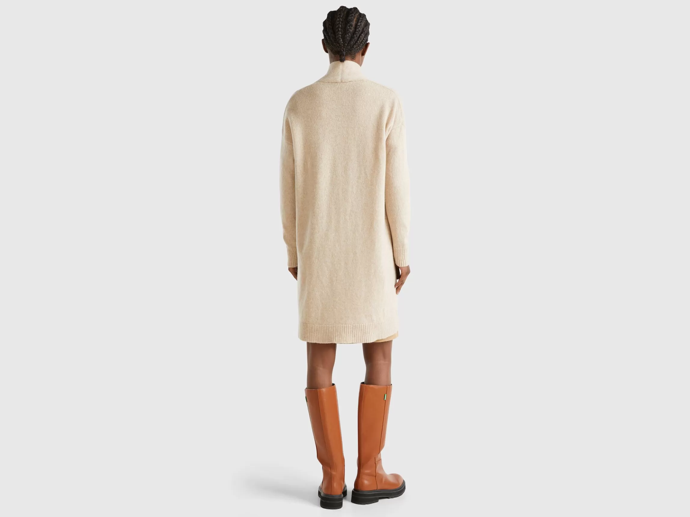 United Colors of Benetton Long cardigan in pure Shetland wool