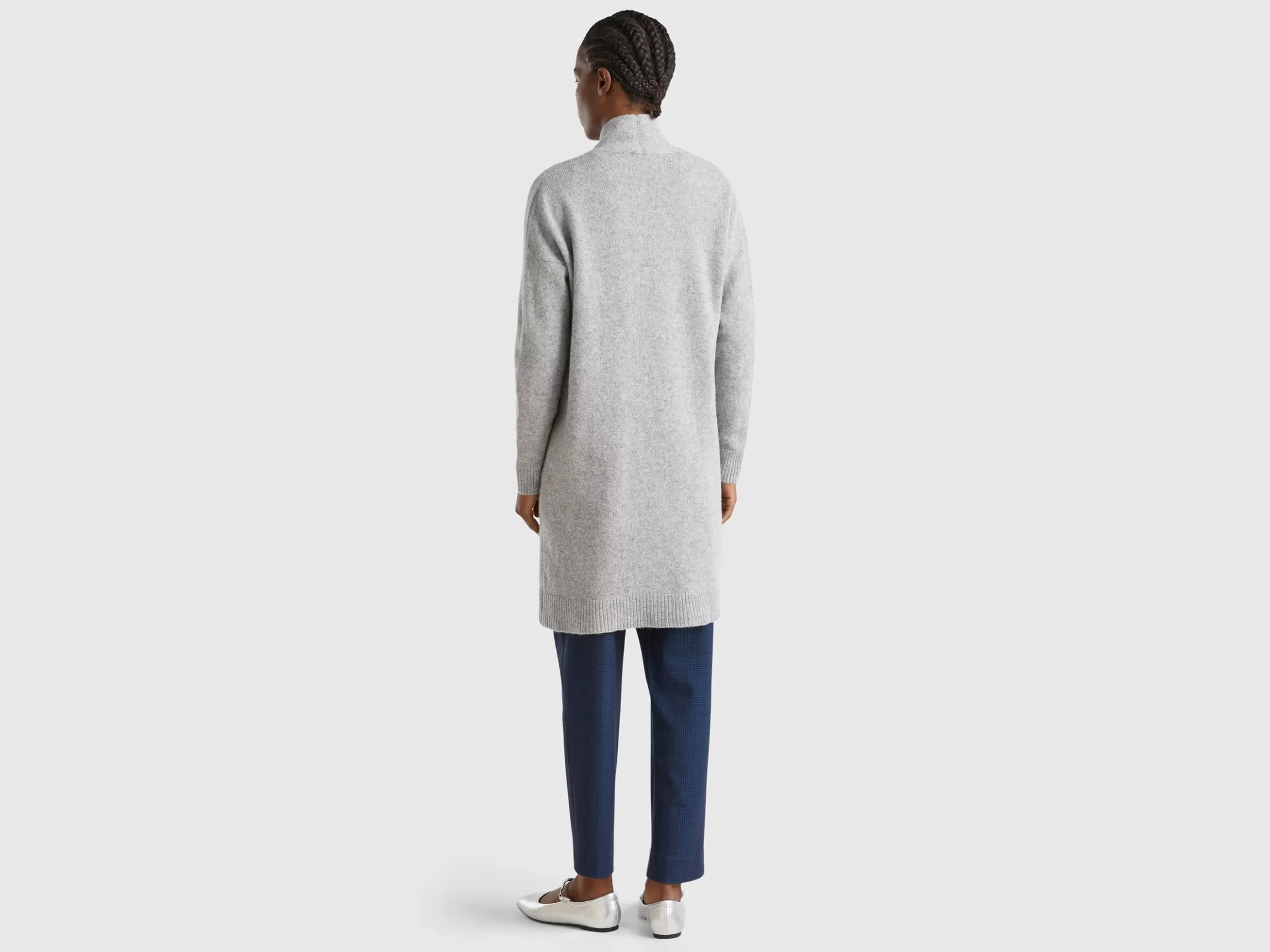 United Colors of Benetton Long cardigan in pure Shetland wool