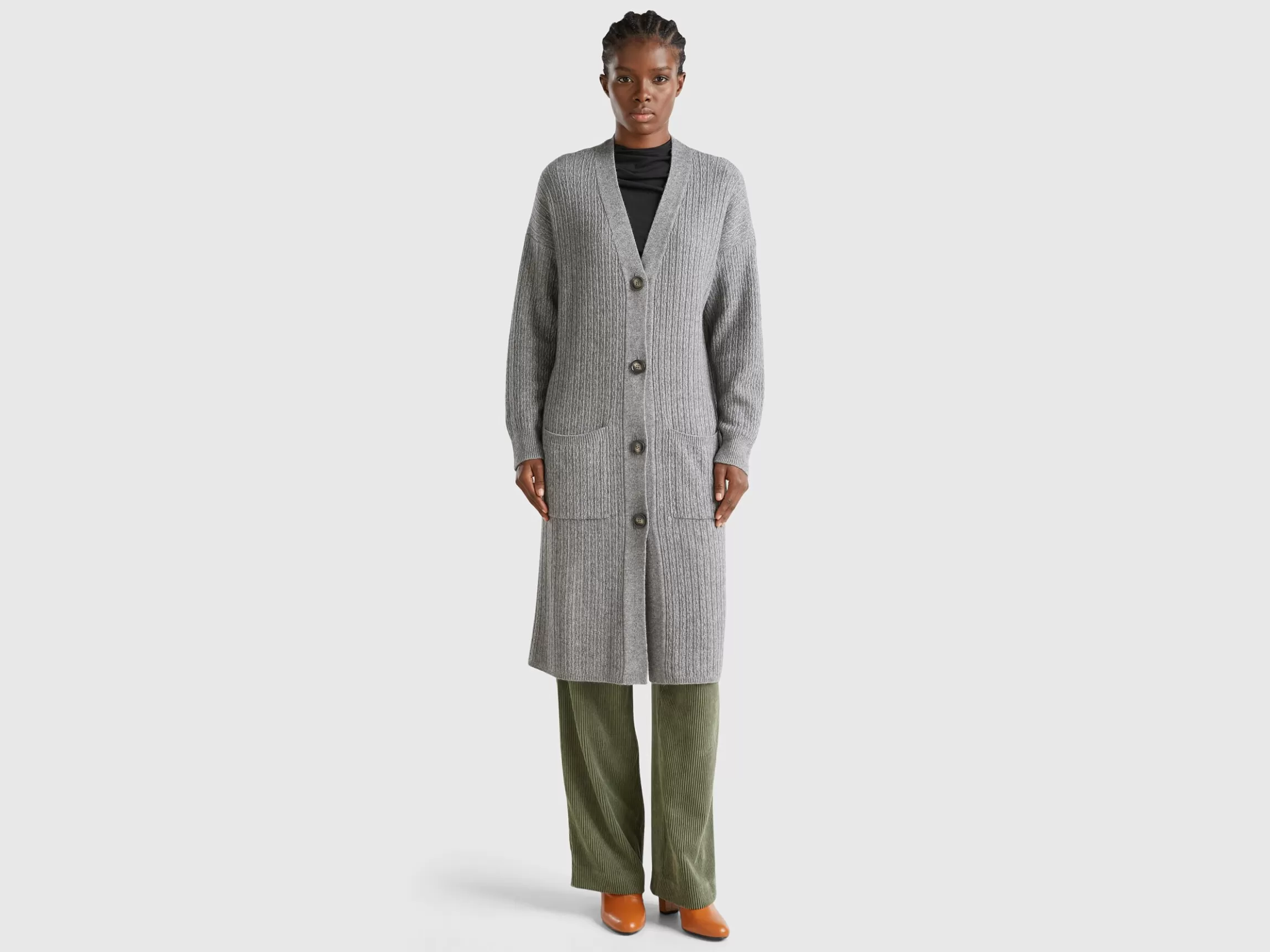 United Colors of Benetton Long cardigan in wool blend