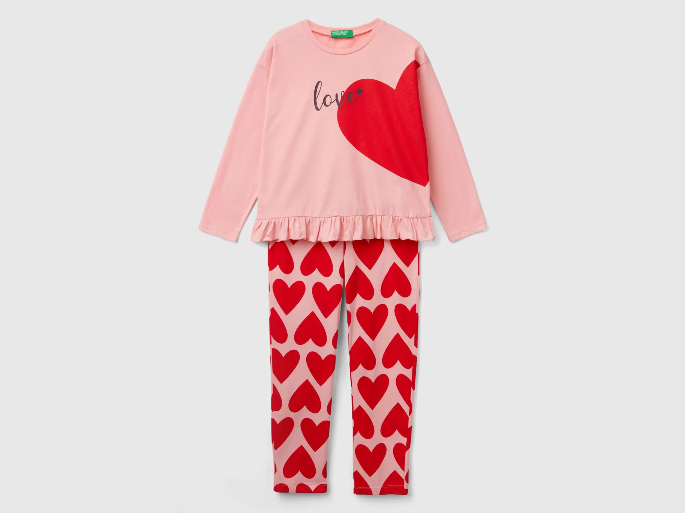 United Colors of Benetton Long fiber cotton heart pyjamas