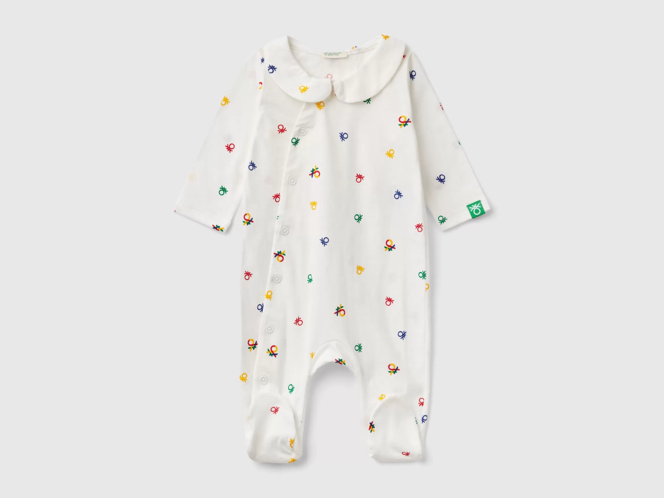 United Colors of Benetton Long gray onesie with heart print