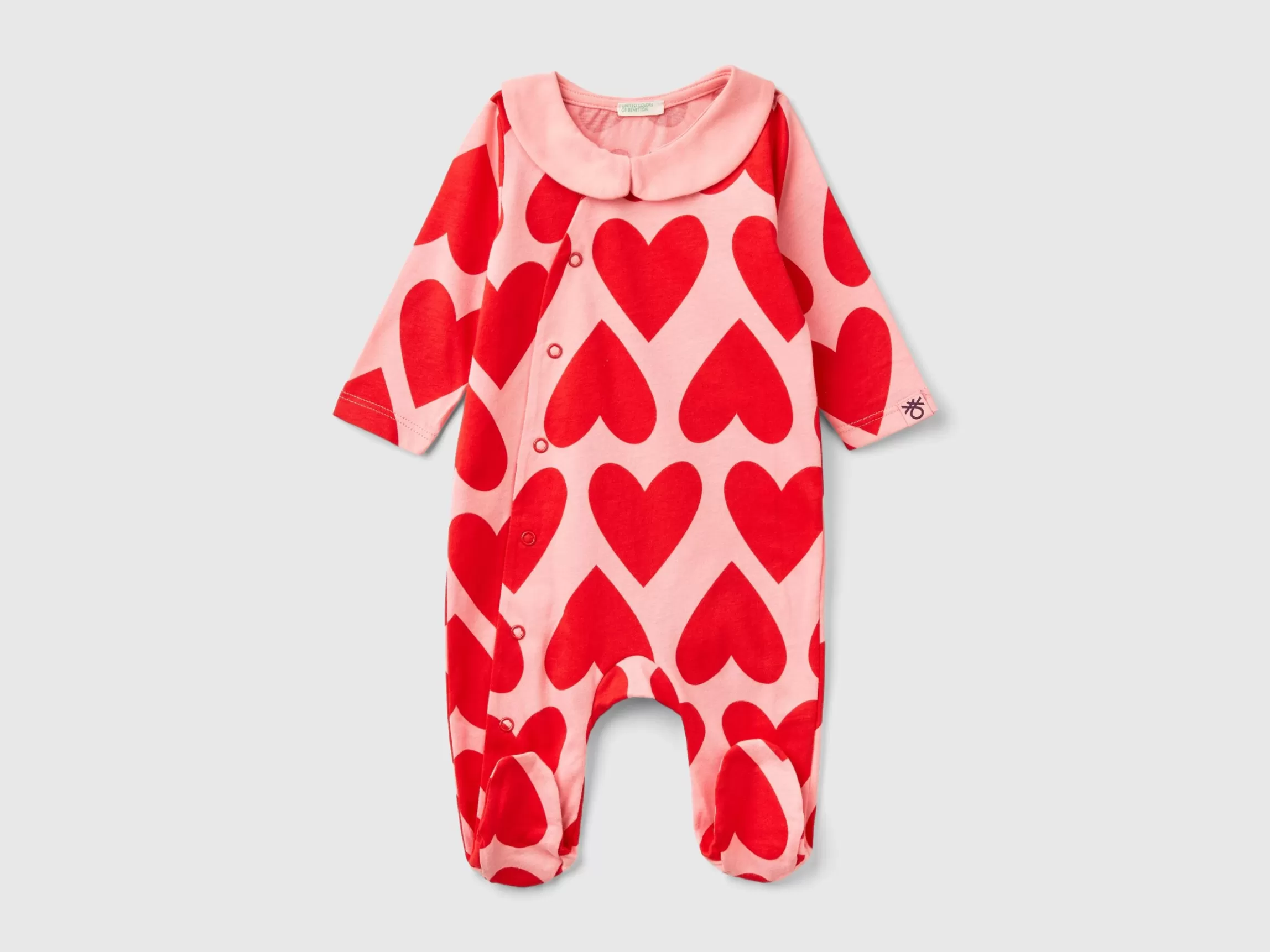 United Colors of Benetton Long onesie with heart print