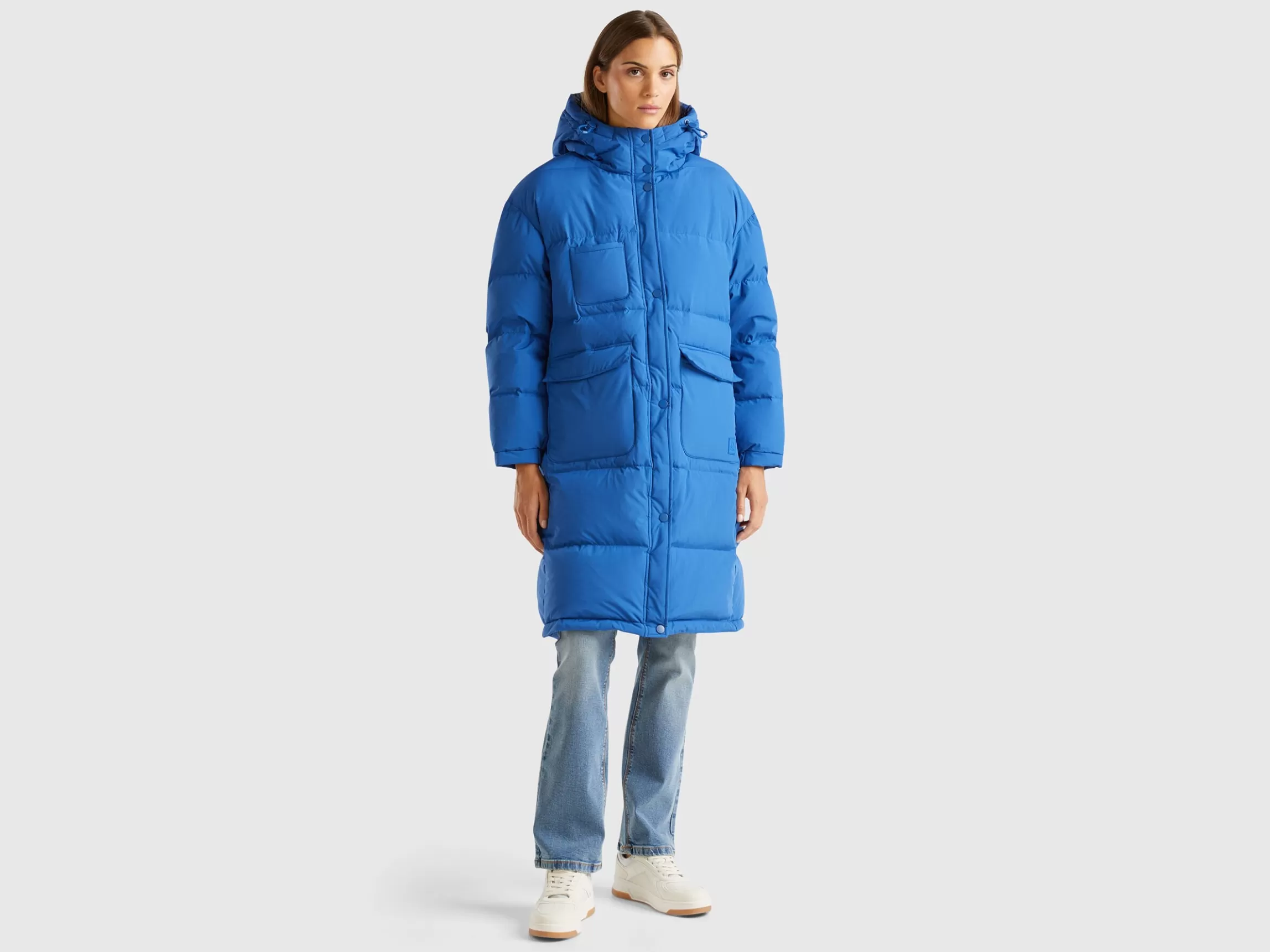 United Colors of Benetton Long puffer jacket with recycled feathers