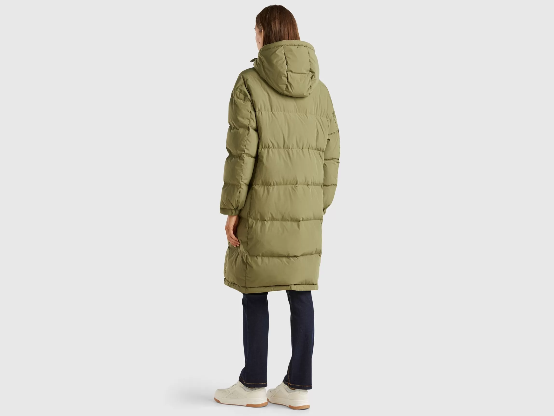 United Colors of Benetton Long puffer jacket with recycled feathers