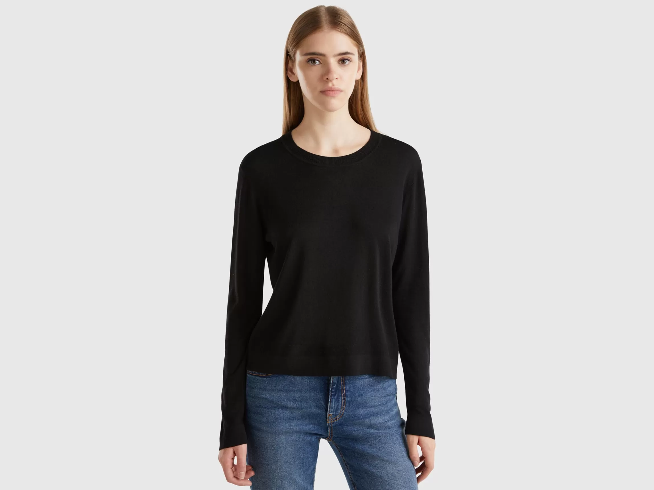 United Colors of Benetton Long sleeve sweater in silk blend