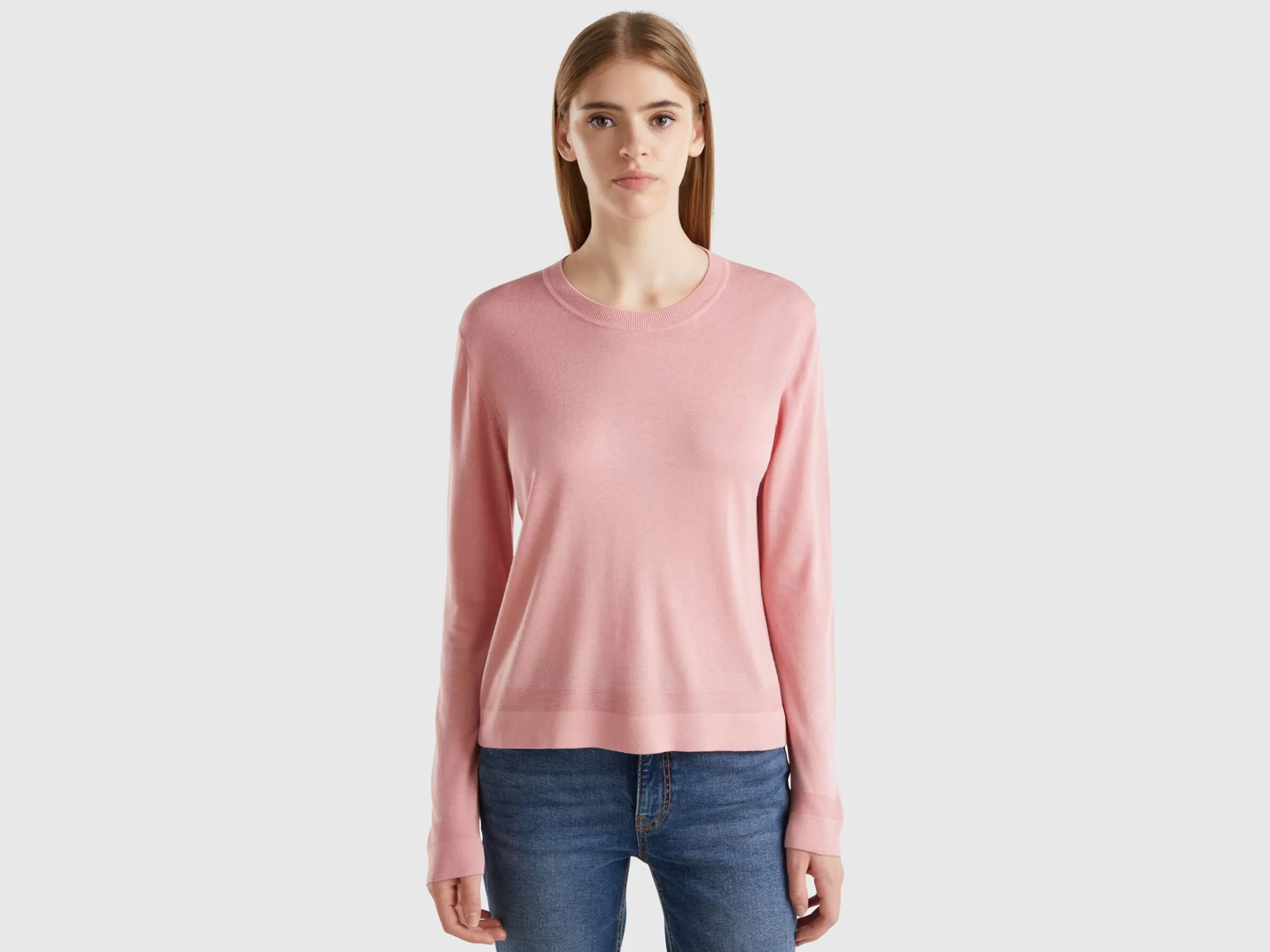 United Colors of Benetton Long sleeve sweater in silk blend