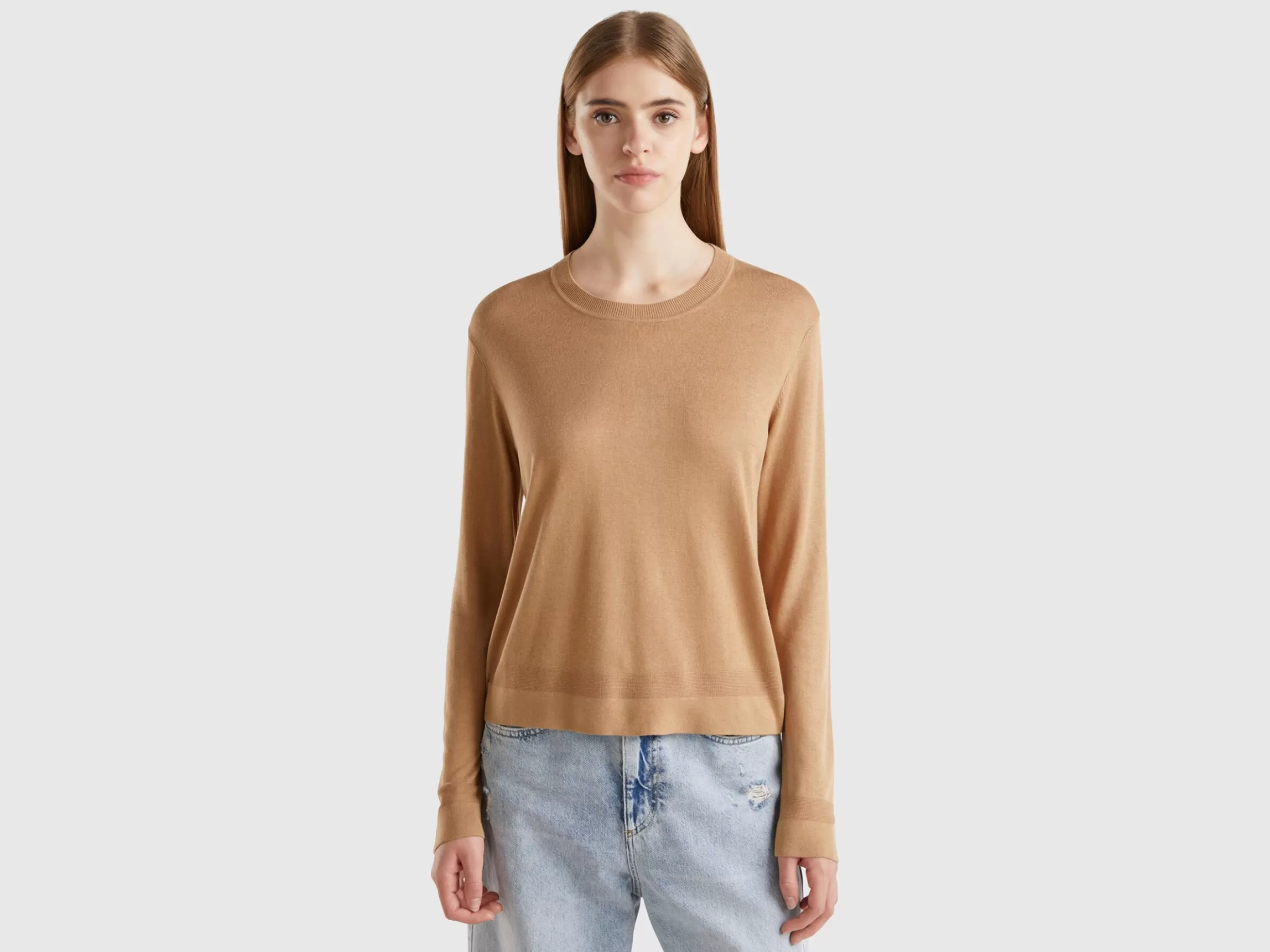 United Colors of Benetton Long sleeve sweater in silk blend