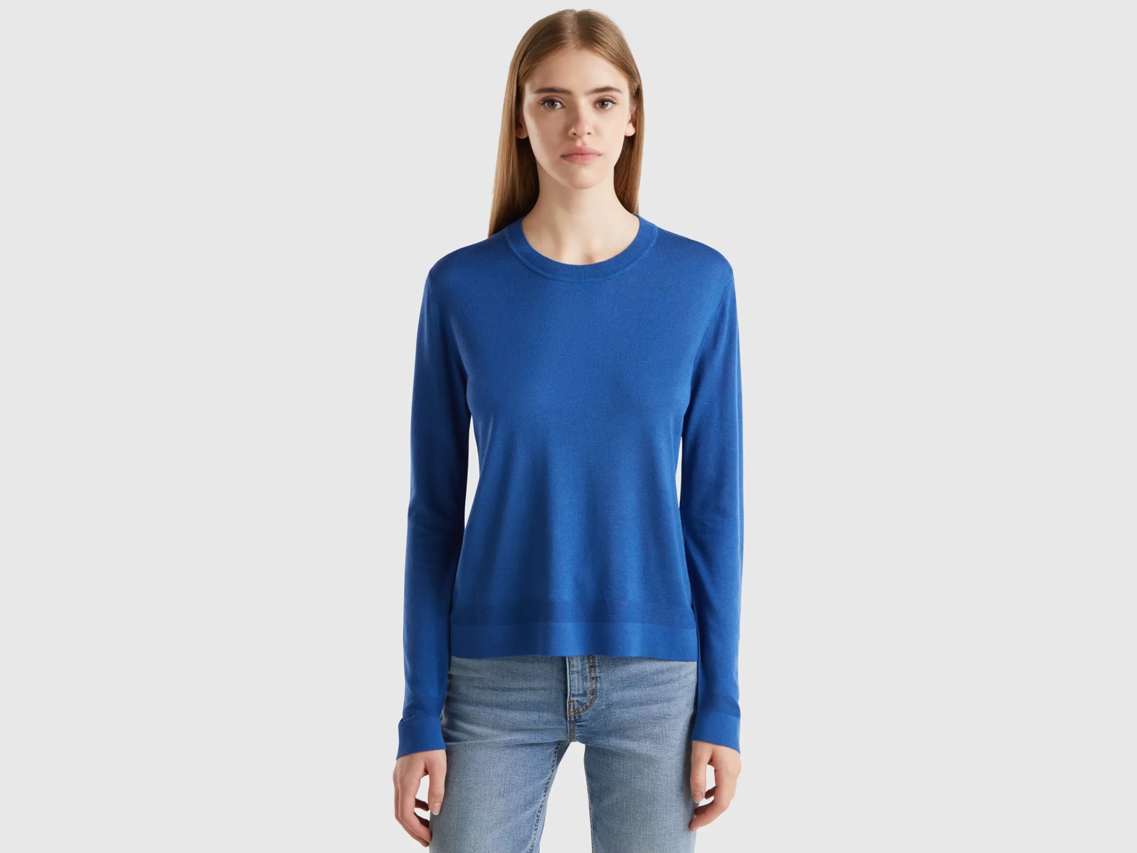 United Colors of Benetton Long sleeve sweater in silk blend