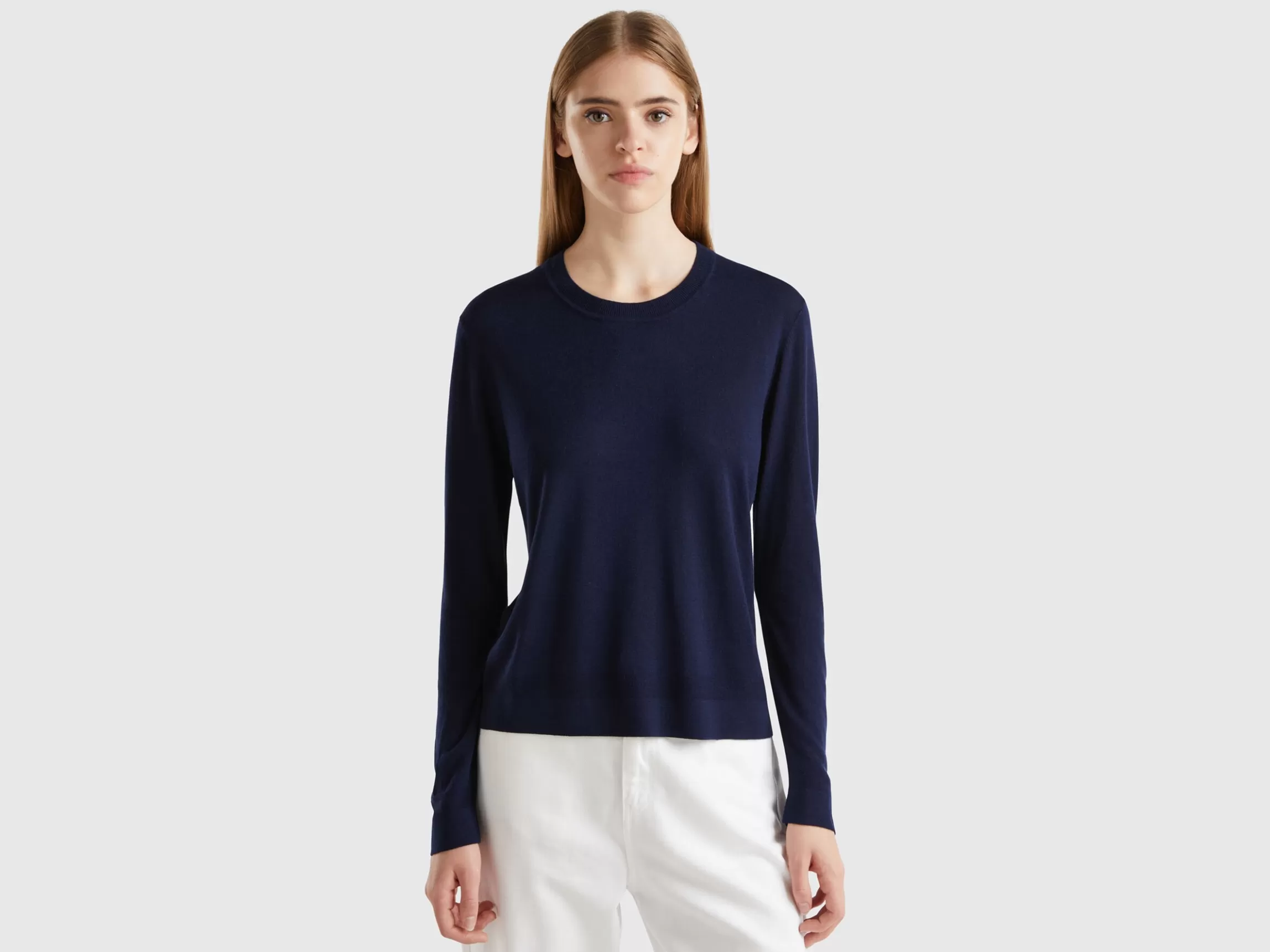 United Colors of Benetton Long sleeve sweater in silk blend