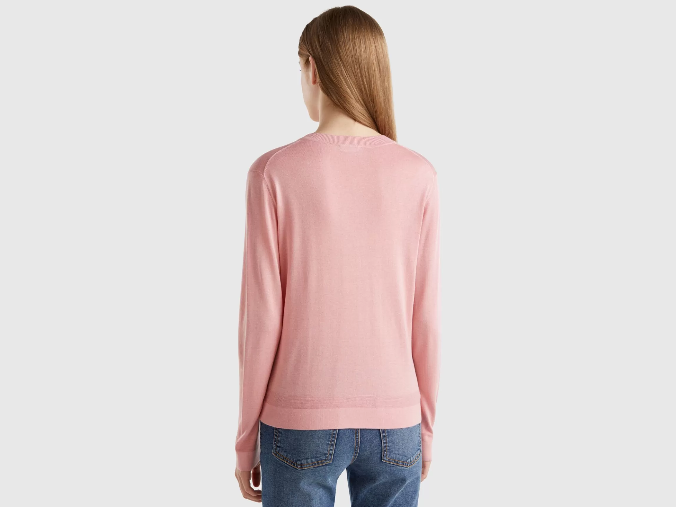 United Colors of Benetton Long sleeve sweater in silk blend