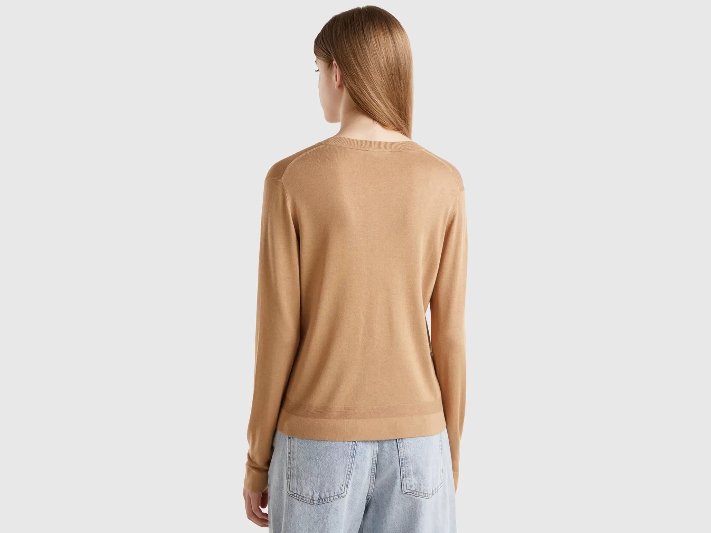 United Colors of Benetton Long sleeve sweater in silk blend