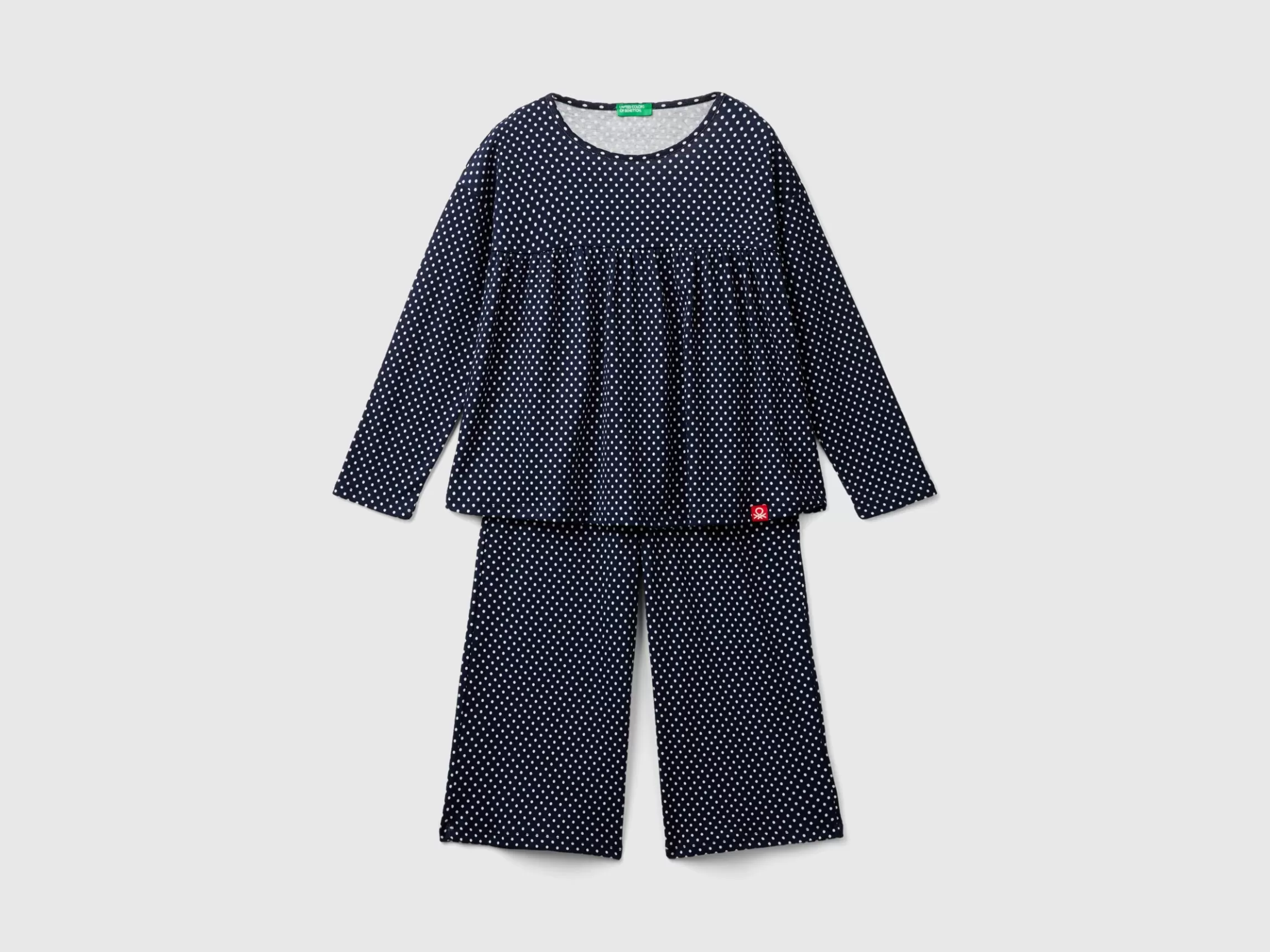 United Colors of Benetton Loose-fitting polka-dot pyjamas in organic cotton