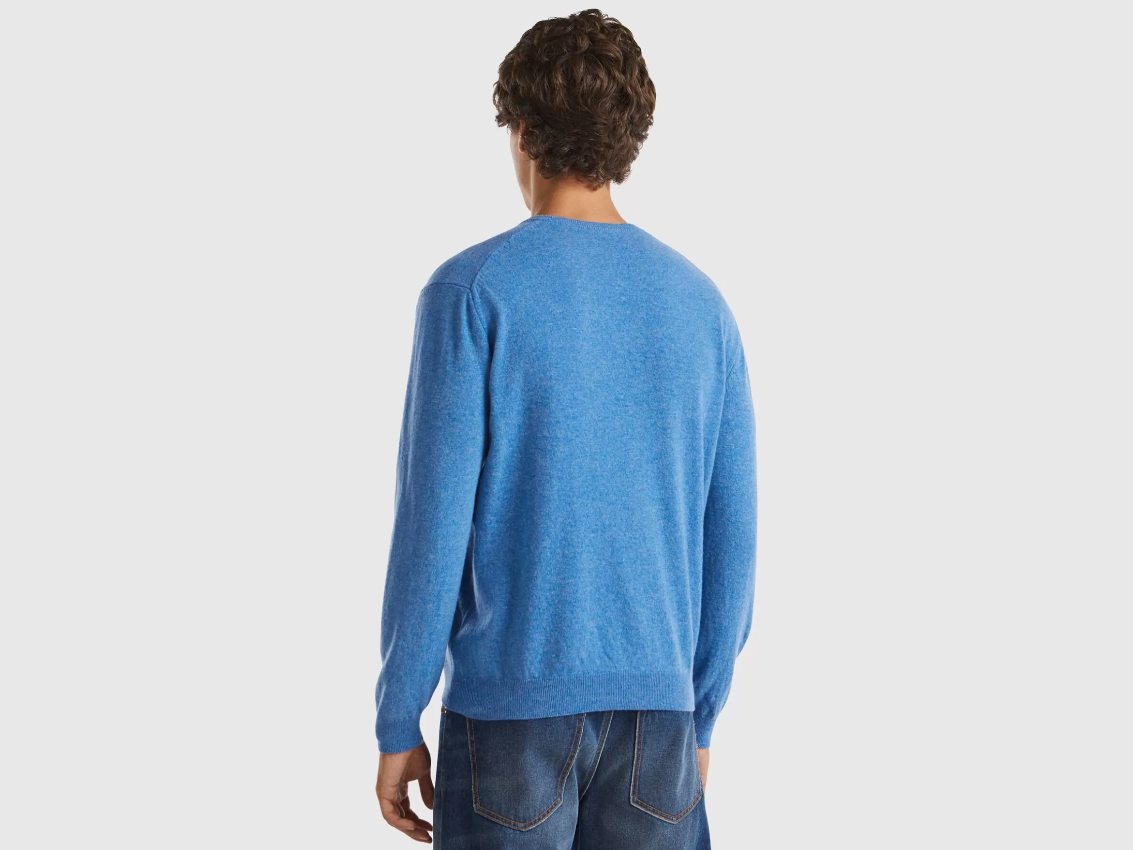 United Colors of Benetton Marl V-neck sweater in pure Merino Wool