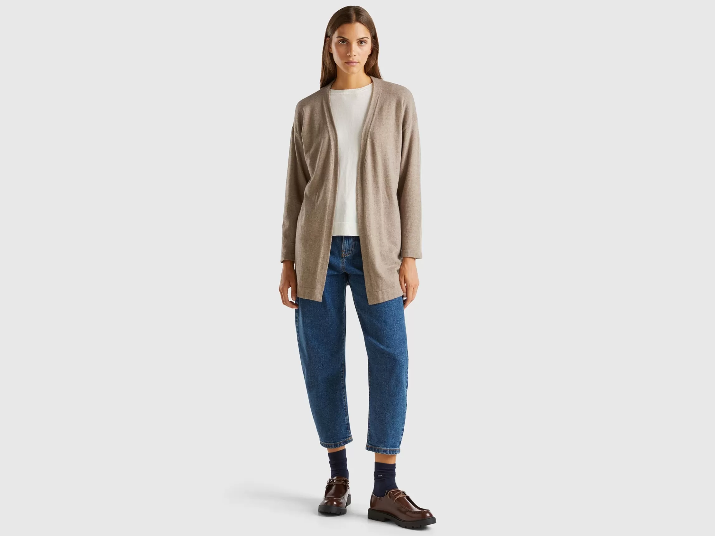 United Colors of Benetton Marl open cardigan in wool and cashmere blend