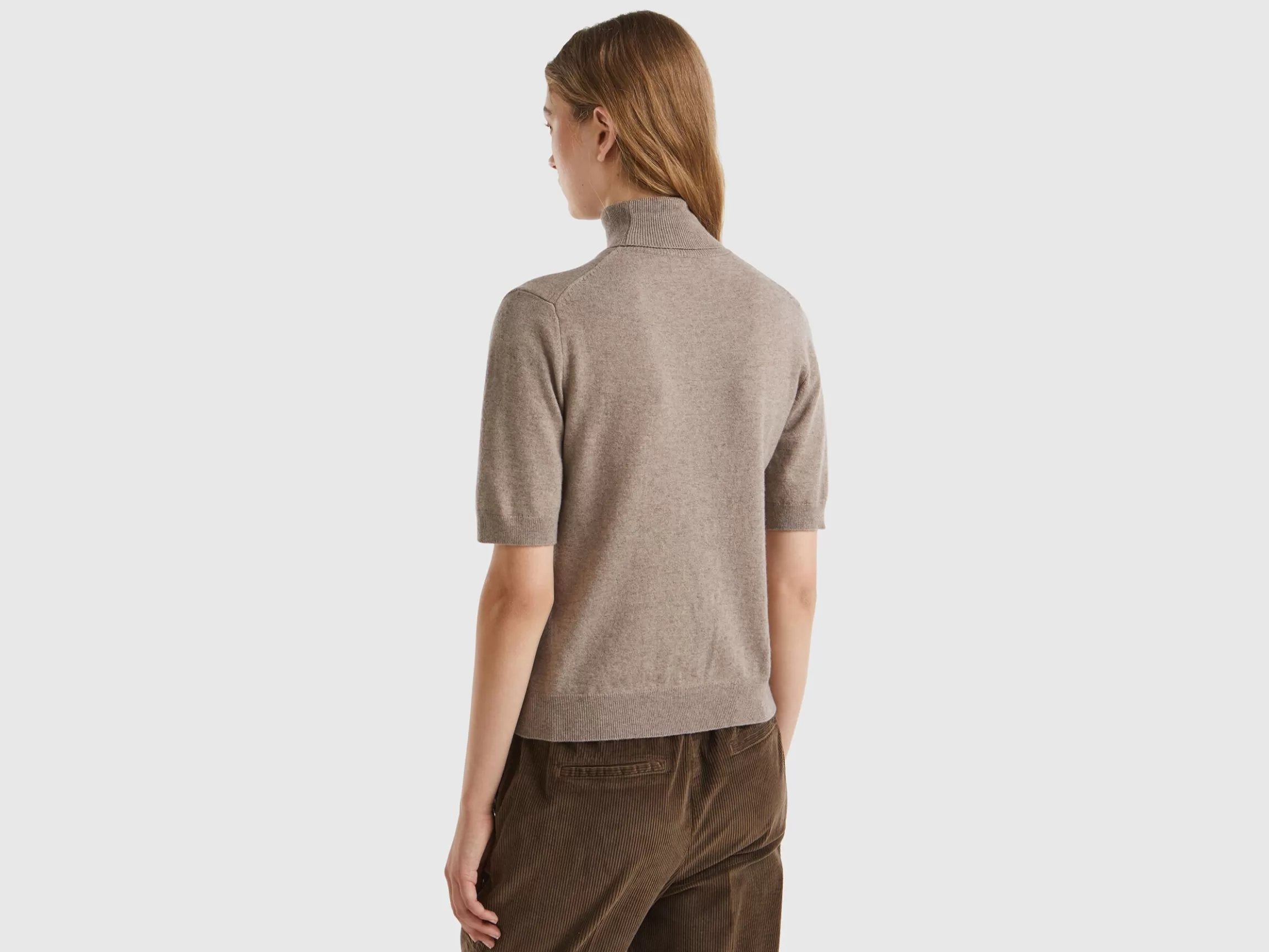 United Colors of Benetton Marl short sleeve turtleneck in cashmere blend