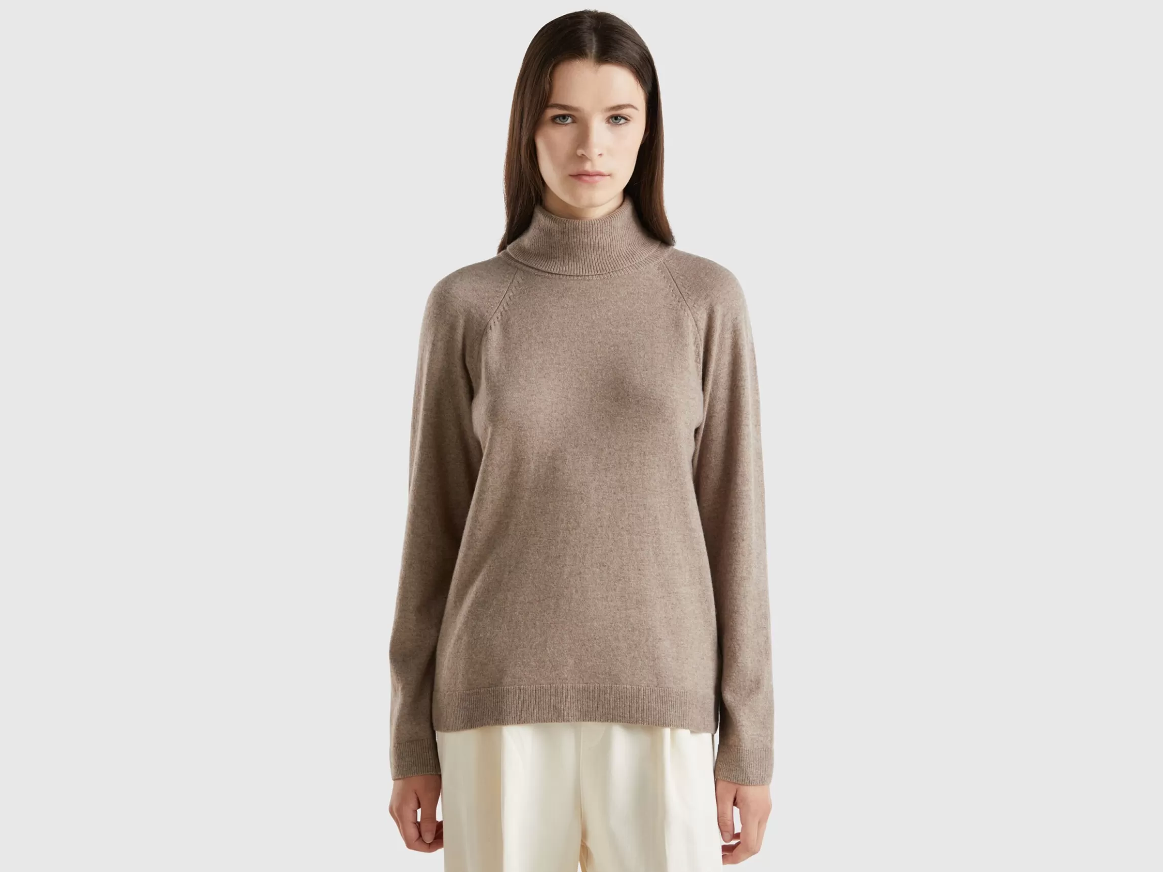 United Colors of Benetton Marl turtleneck in wool and cashmere blend