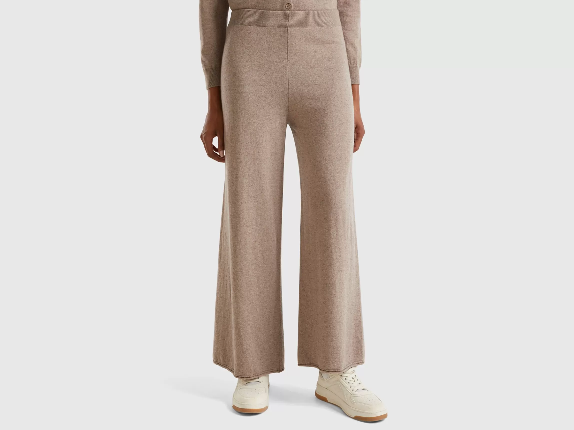 United Colors of Benetton Marl wide trousers in wool and cashmere blend