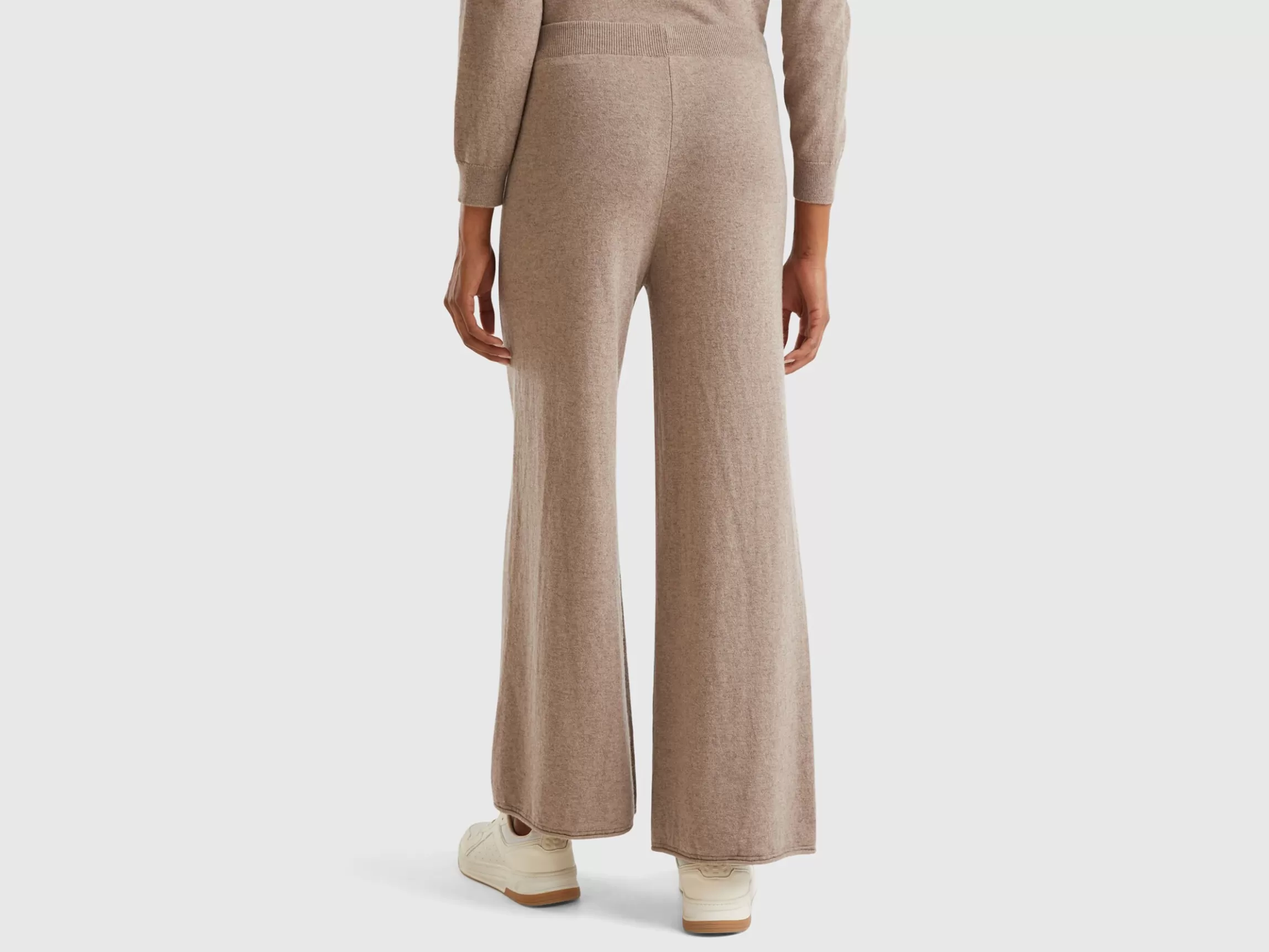 United Colors of Benetton Marl wide trousers in wool and cashmere blend