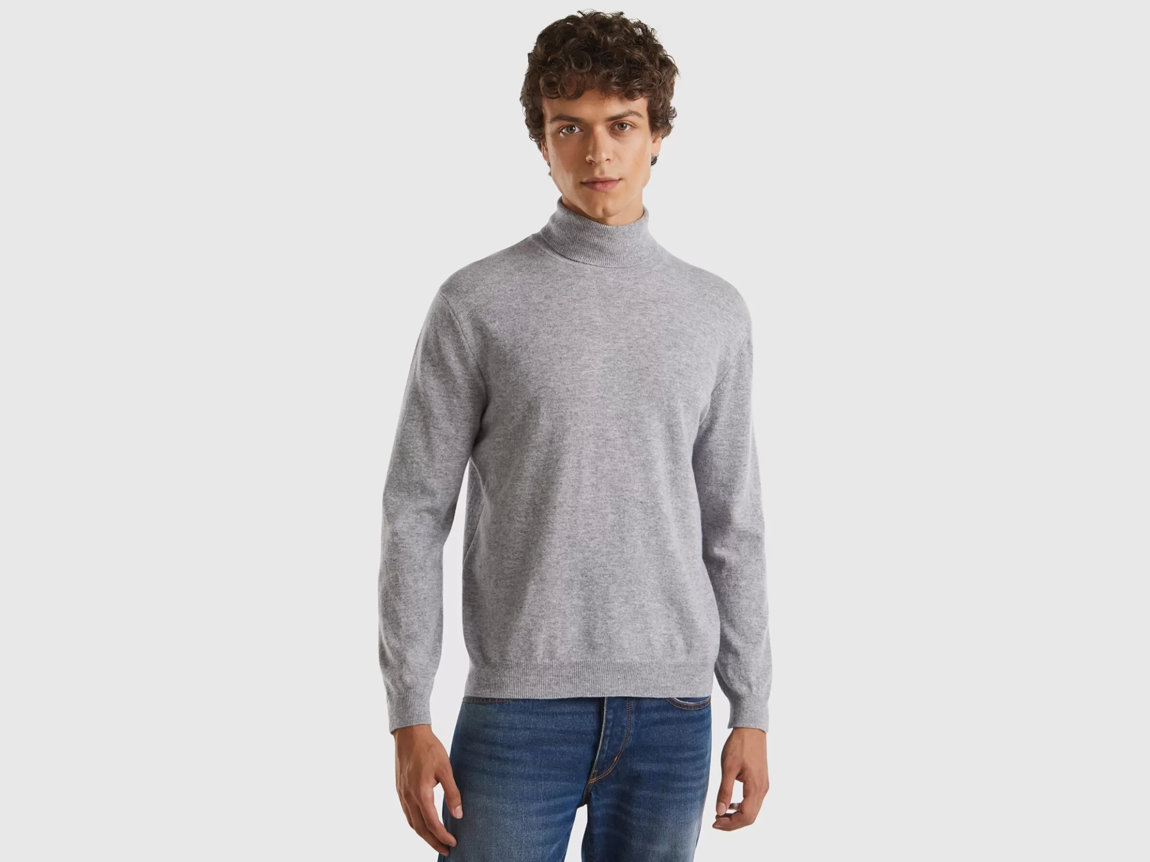 United Colors of Benetton Marl gray turtleneck in pure Merino wool