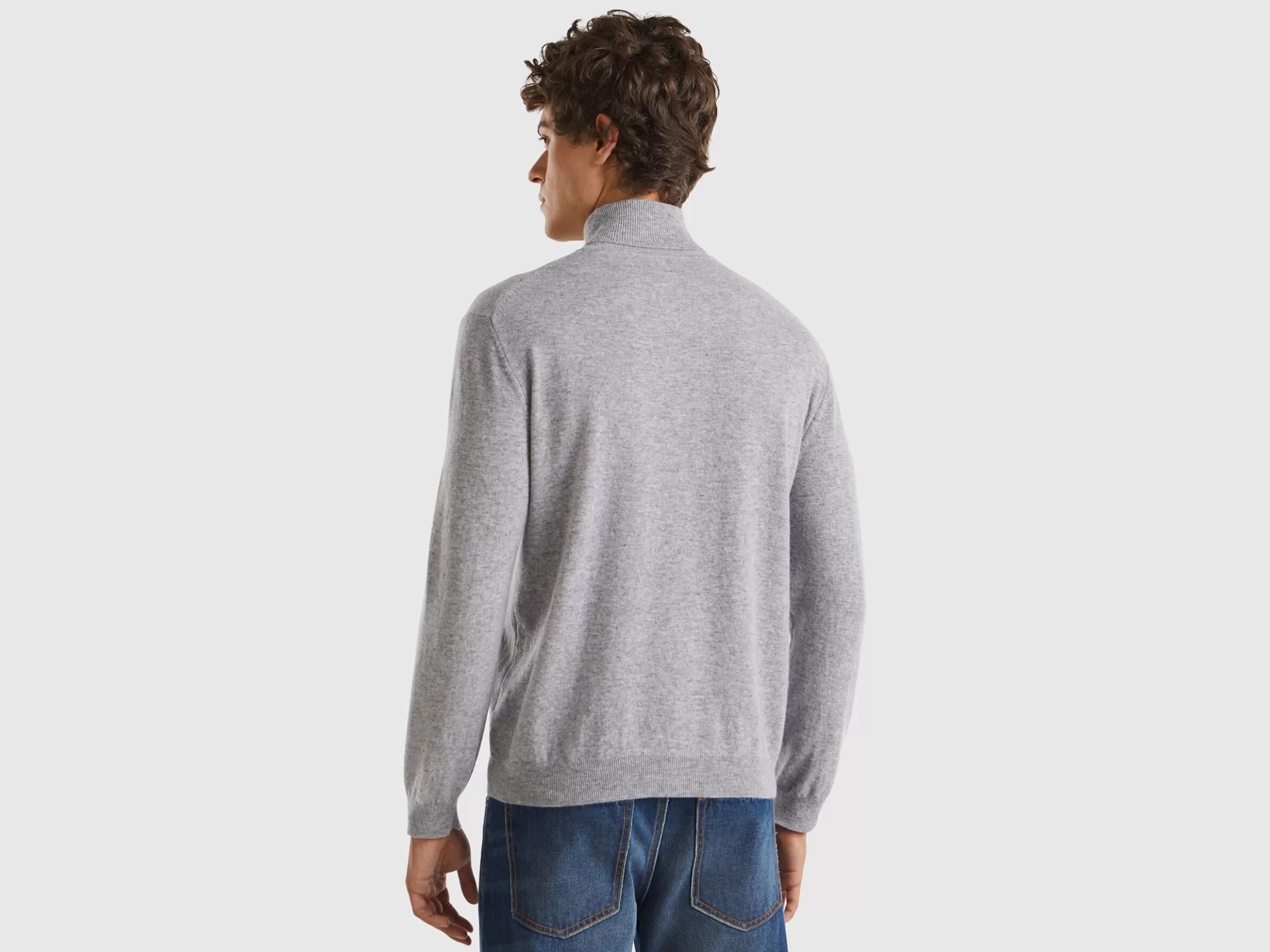 United Colors of Benetton Marl gray turtleneck in pure Merino wool