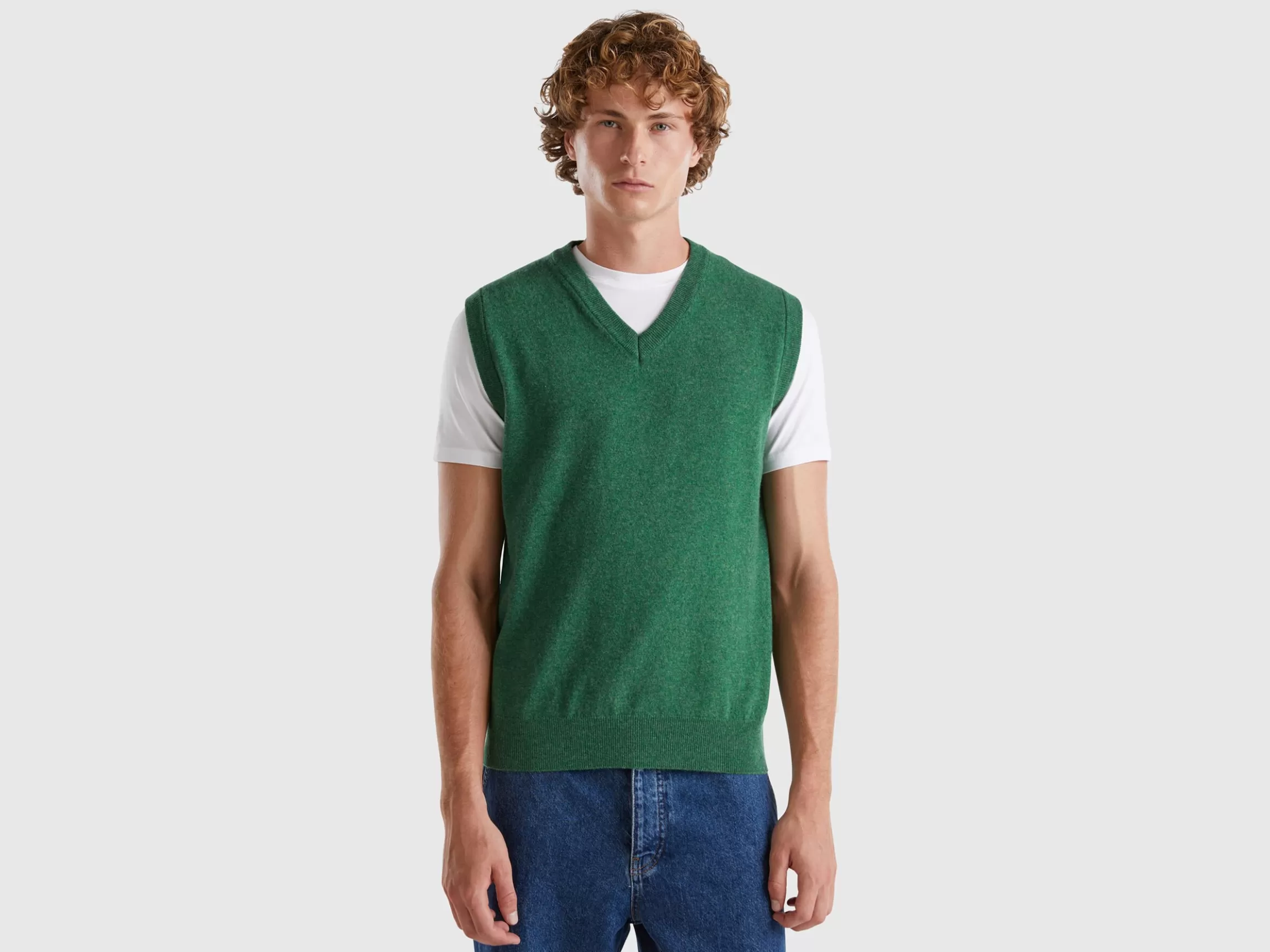 United Colors of Benetton Marl vest in pure Merino wool