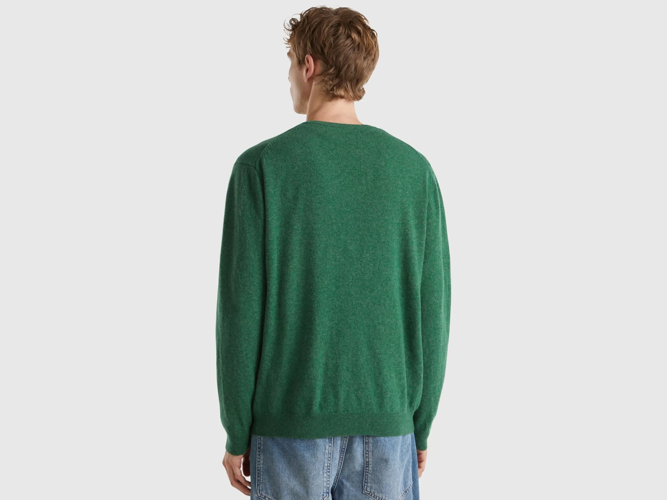 United Colors of Benetton Marl V-neck sweater in pure Merino wool