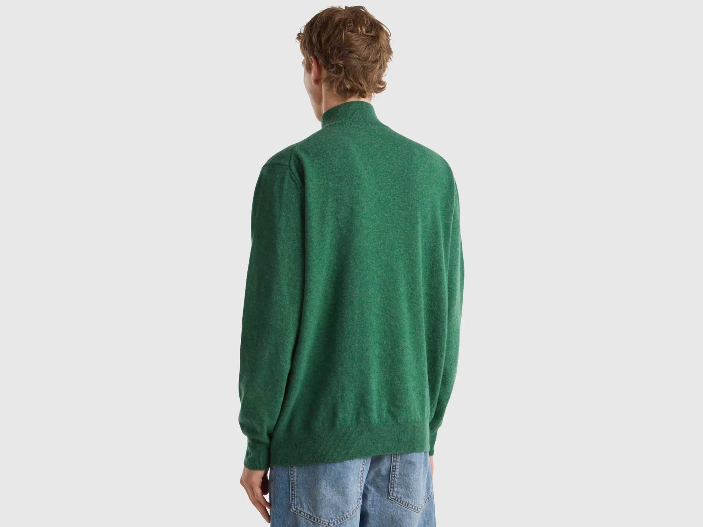 United Colors of Benetton Marl zip-up sweater in 100% Merino wool