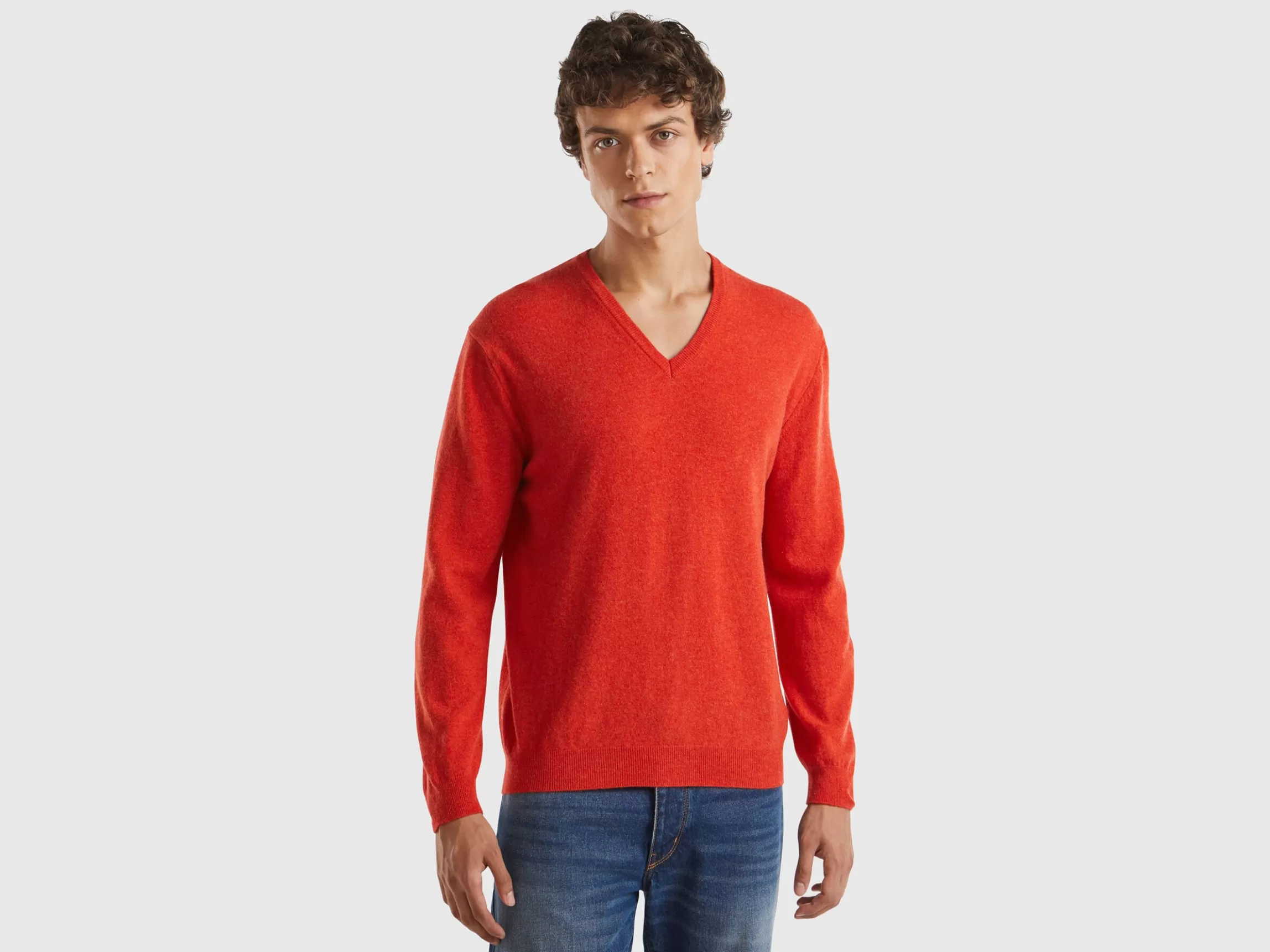 United Colors of Benetton Marl V-neck sweater in pure Merino wool