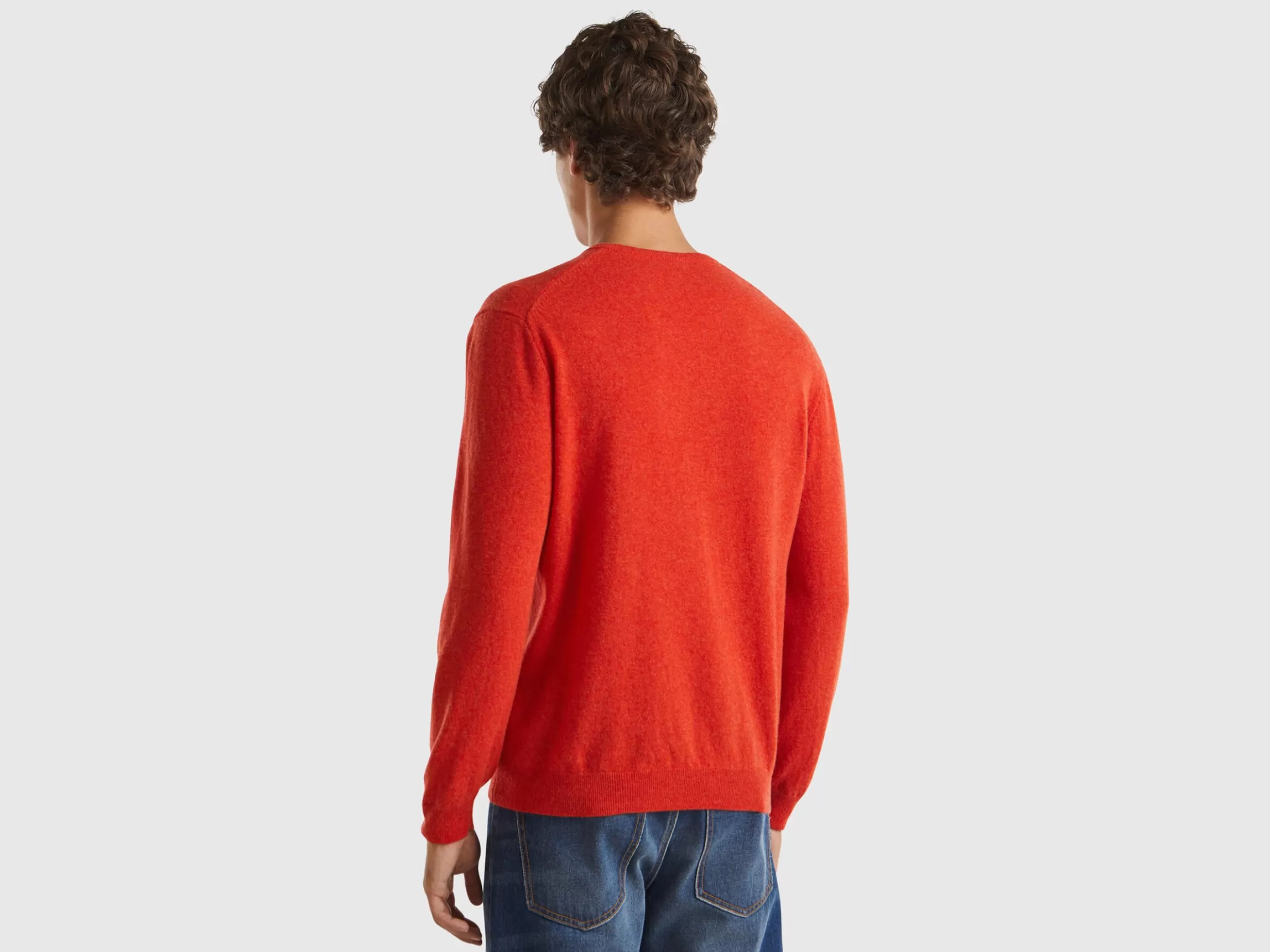 United Colors of Benetton Marl V-neck sweater in pure Merino wool