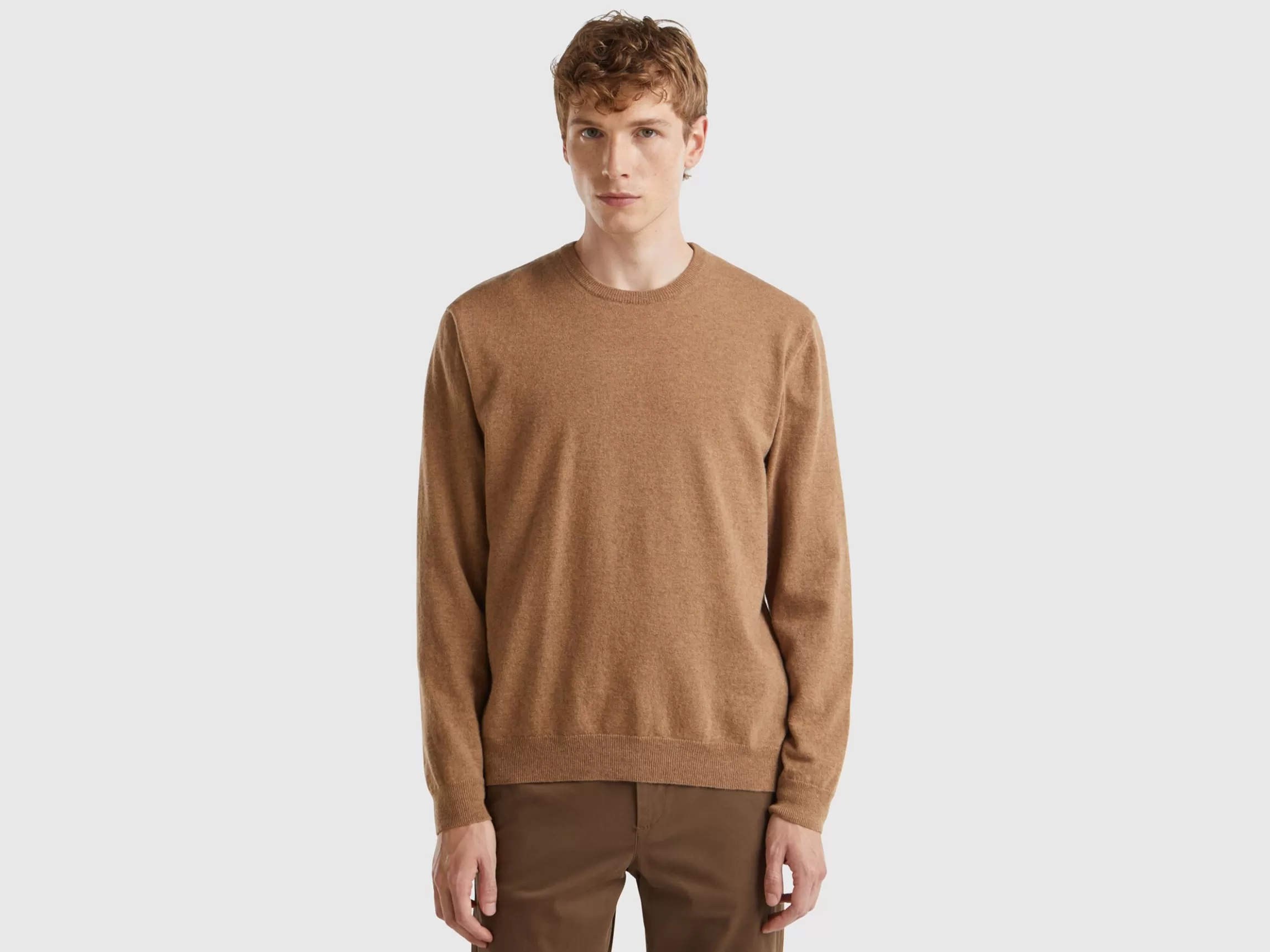 United Colors of Benetton Marl pink crew neck sweater in pure Merino wool