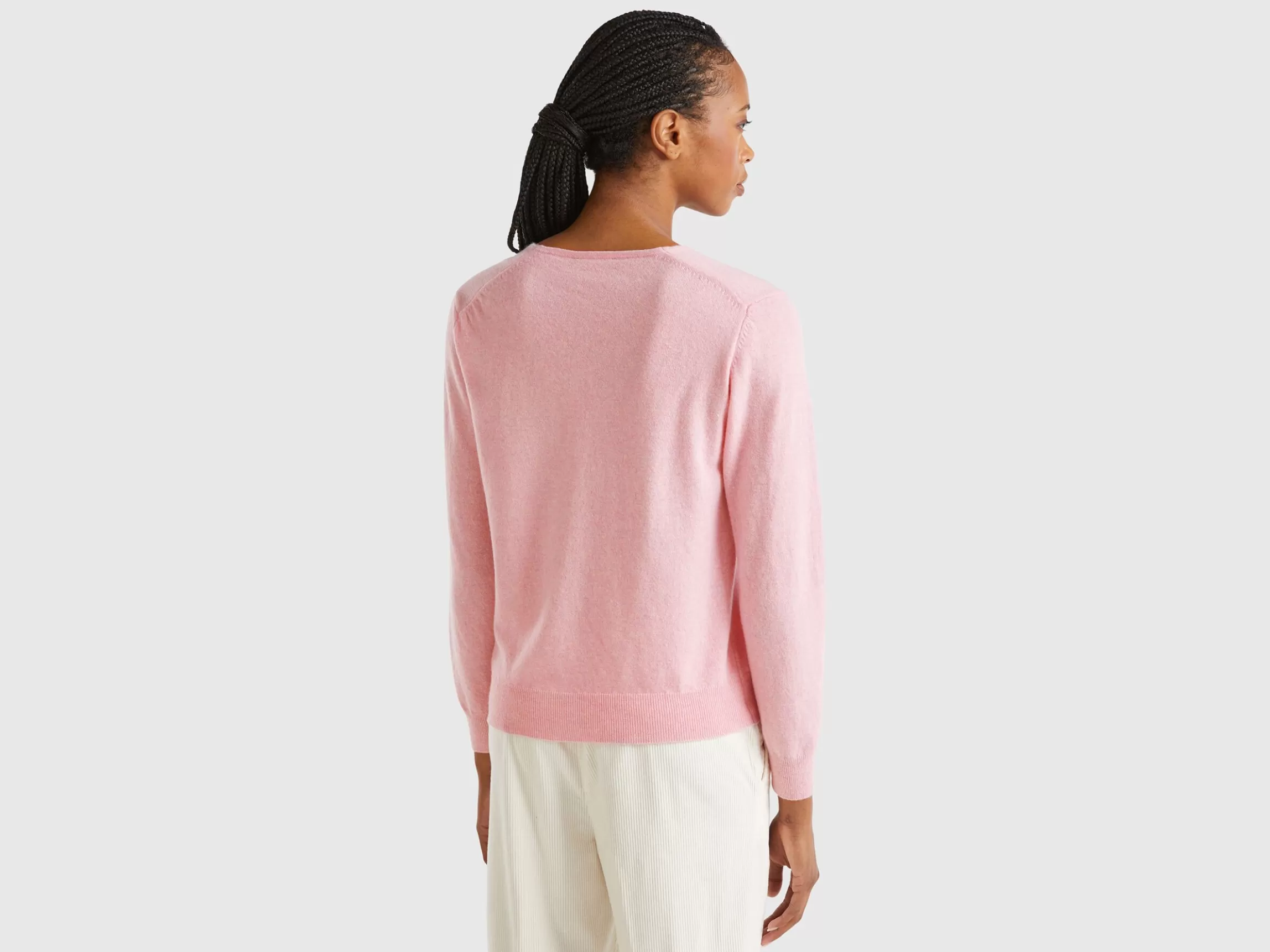 United Colors of Benetton Marl V-neck sweater in pure Merino wool