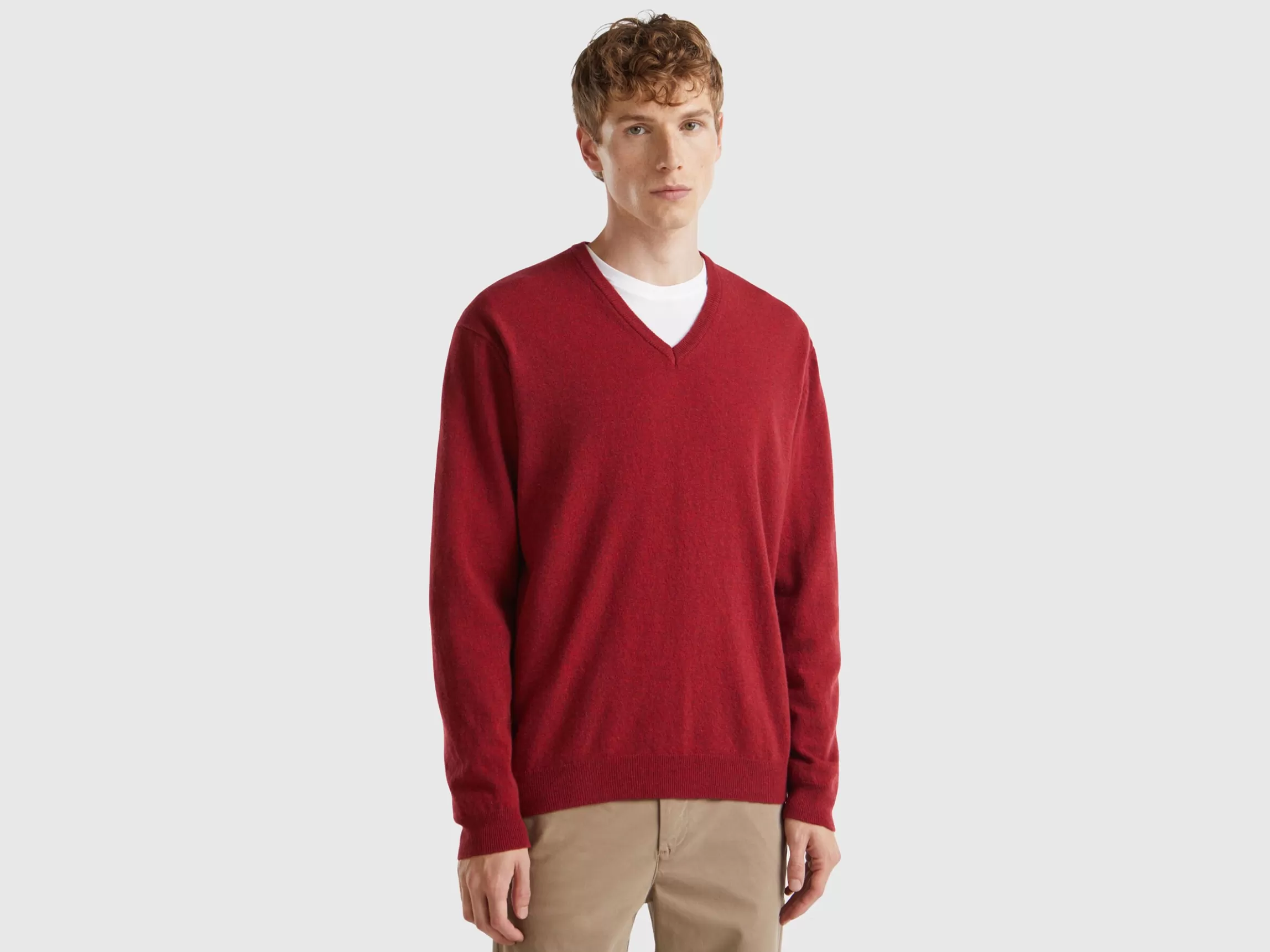 United Colors of Benetton Marl V-neck sweater in pure Merino wool