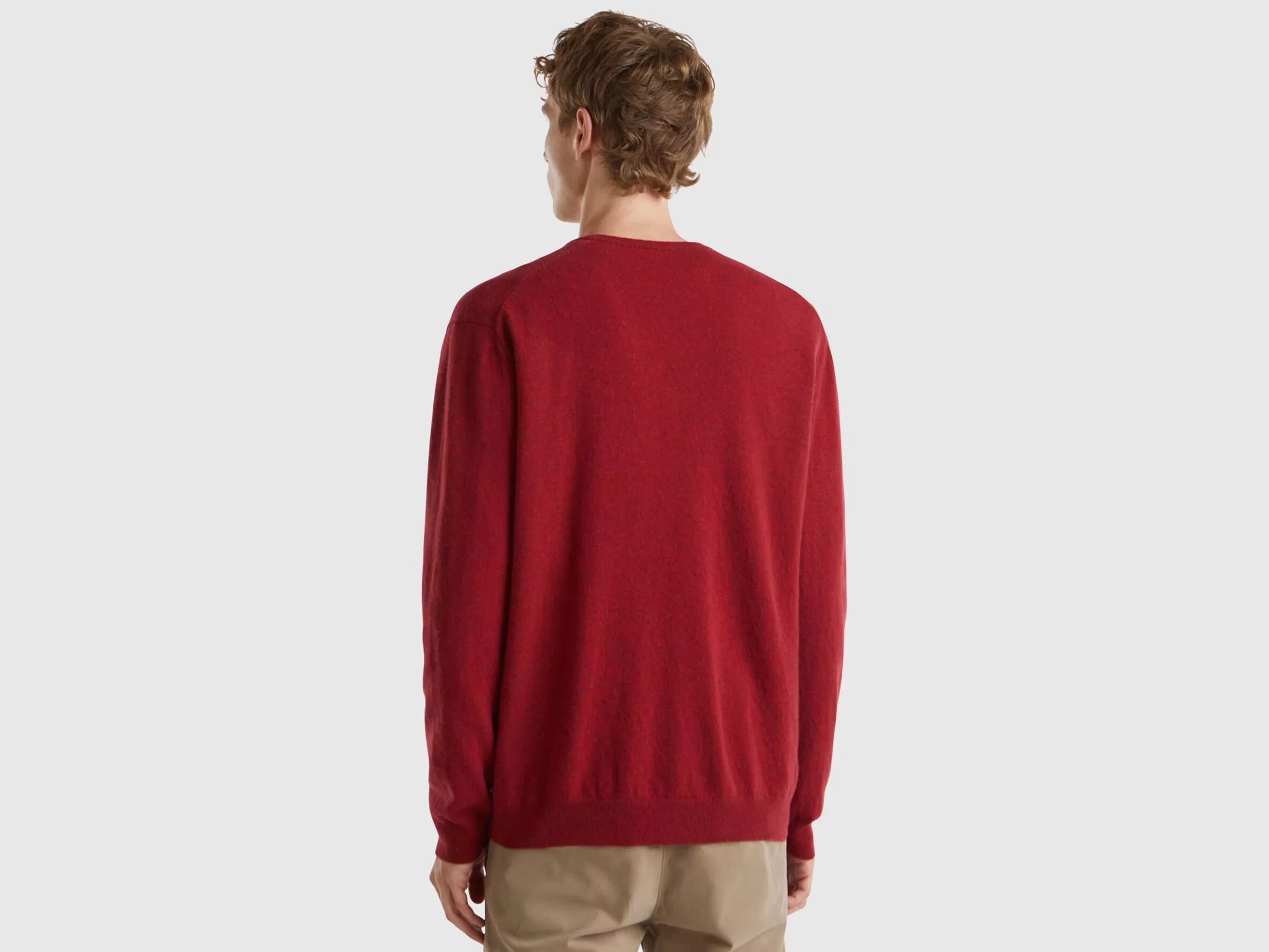 United Colors of Benetton Marl V-neck sweater in pure Merino wool