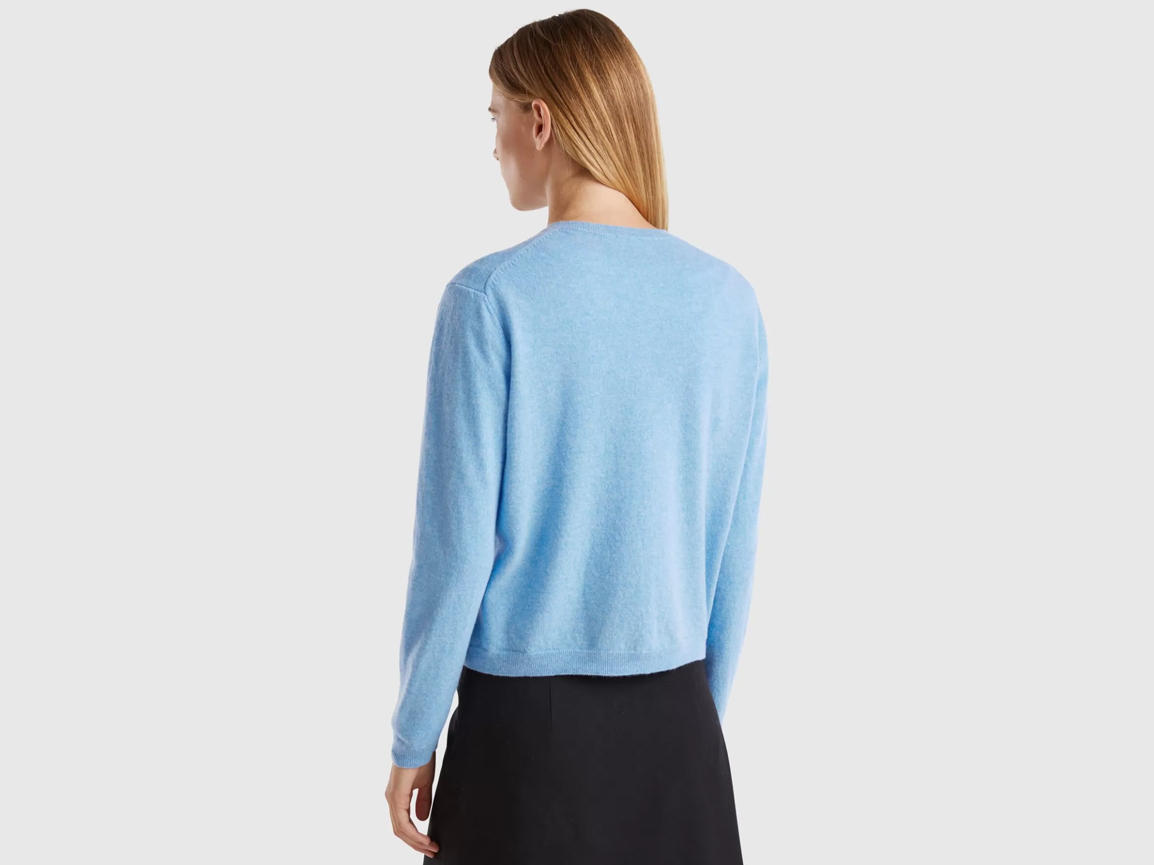 United Colors of Benetton Marl sky blue cardigan in pure Merino wool